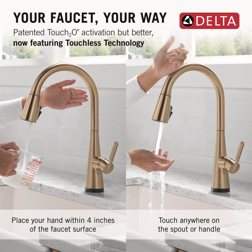 Delta Kylo Champagne Bronze Single Handle Touchless Pull-down Kitchen Faucet with Sprayer (Deck Plate Included)