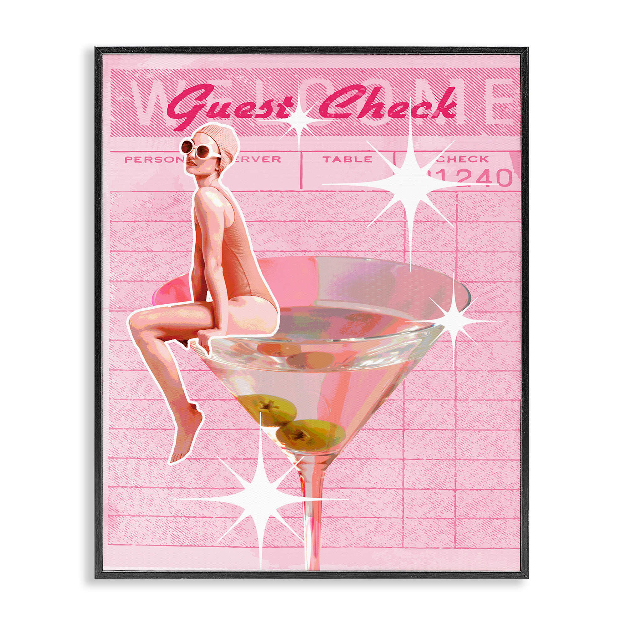 Stupell Industries BT-095-FR-11X14 Retro Restaurant Check Cocktail Black Framed Giclee Art By Lil' Rue 11 x 14