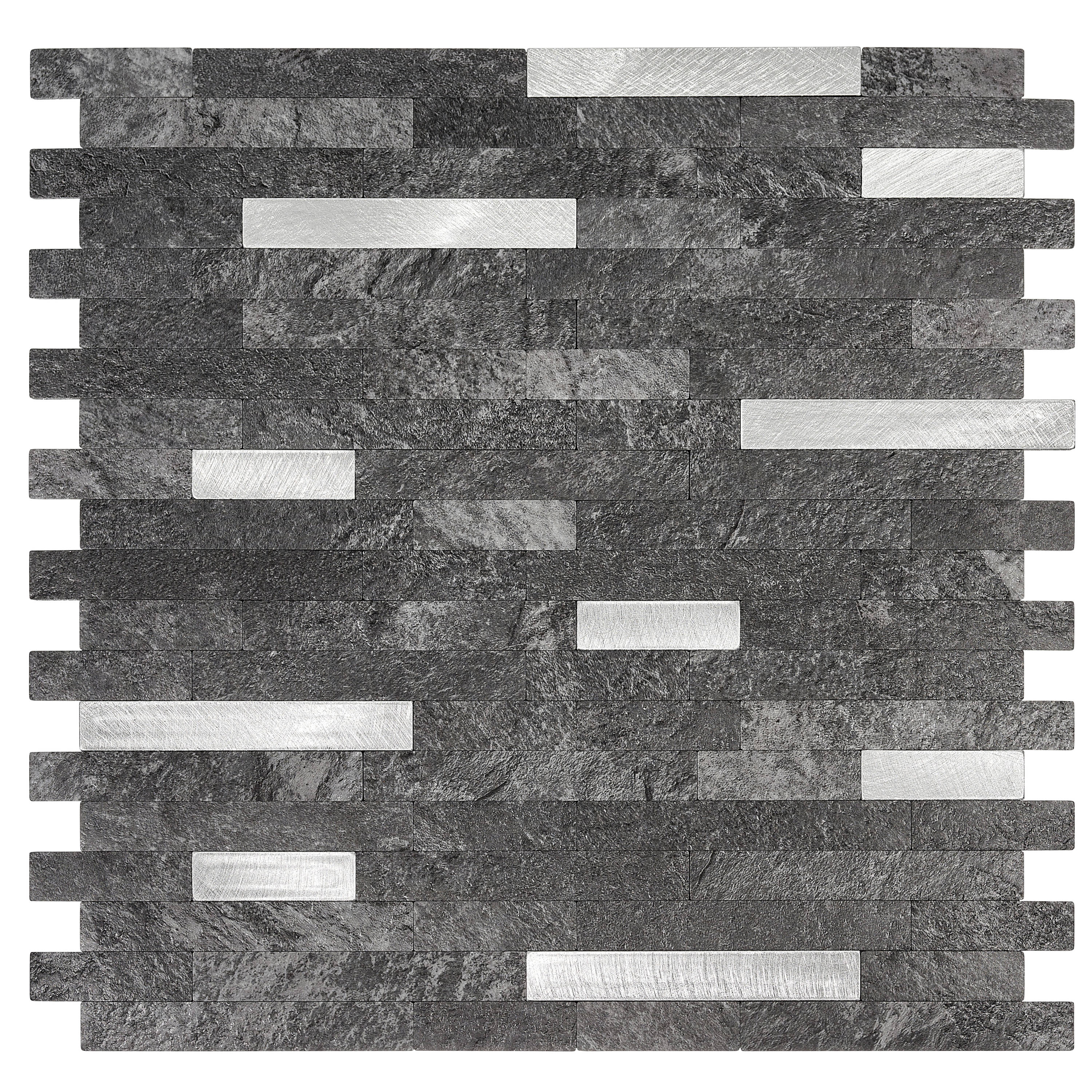 Avant Decor AL015 Blossom Silver/Dark Gray 12-in x 12-in Polished Metal Subway Wall Tile (7.42-sq. ft/ Carton)