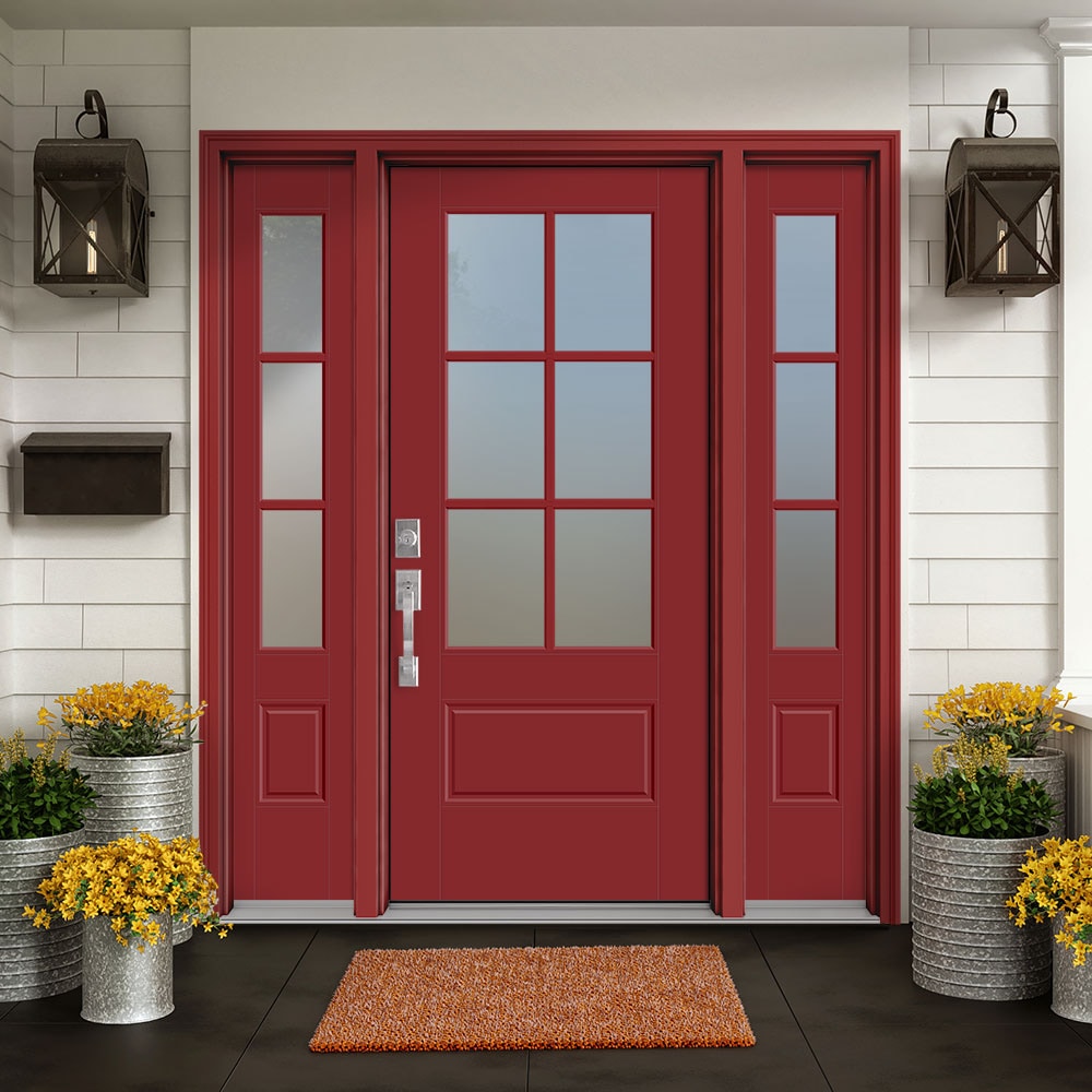 Masonite Performance Door System 64-in x 80-in Fiberglass 3/4 Lite ...