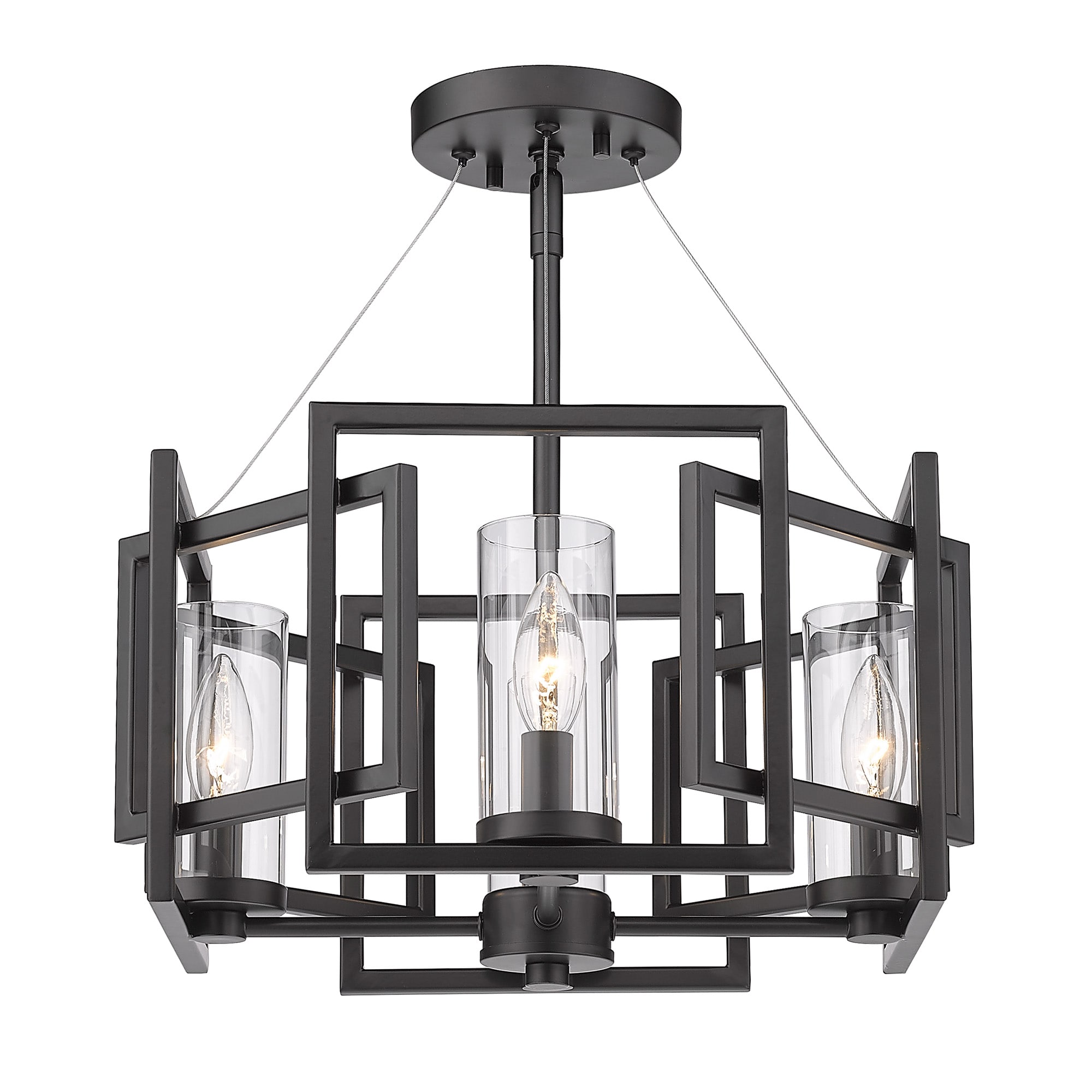Golden Lighting 6068-SF BLK Marco 4 -Light 16.00-in Matte Black Semi Flush Mount Light