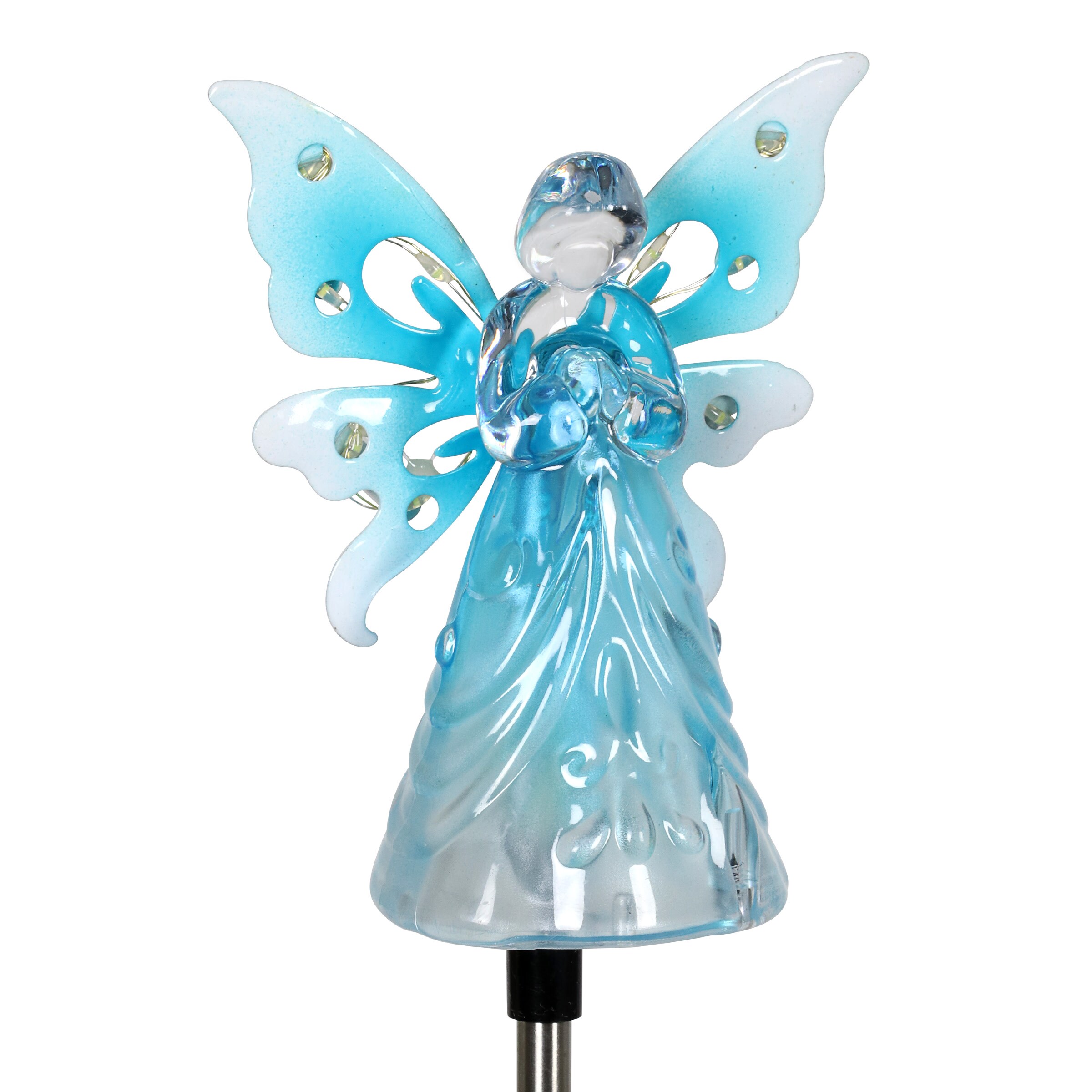 Solar Blue Acrylic Angel Garden Stake with LED Lights
