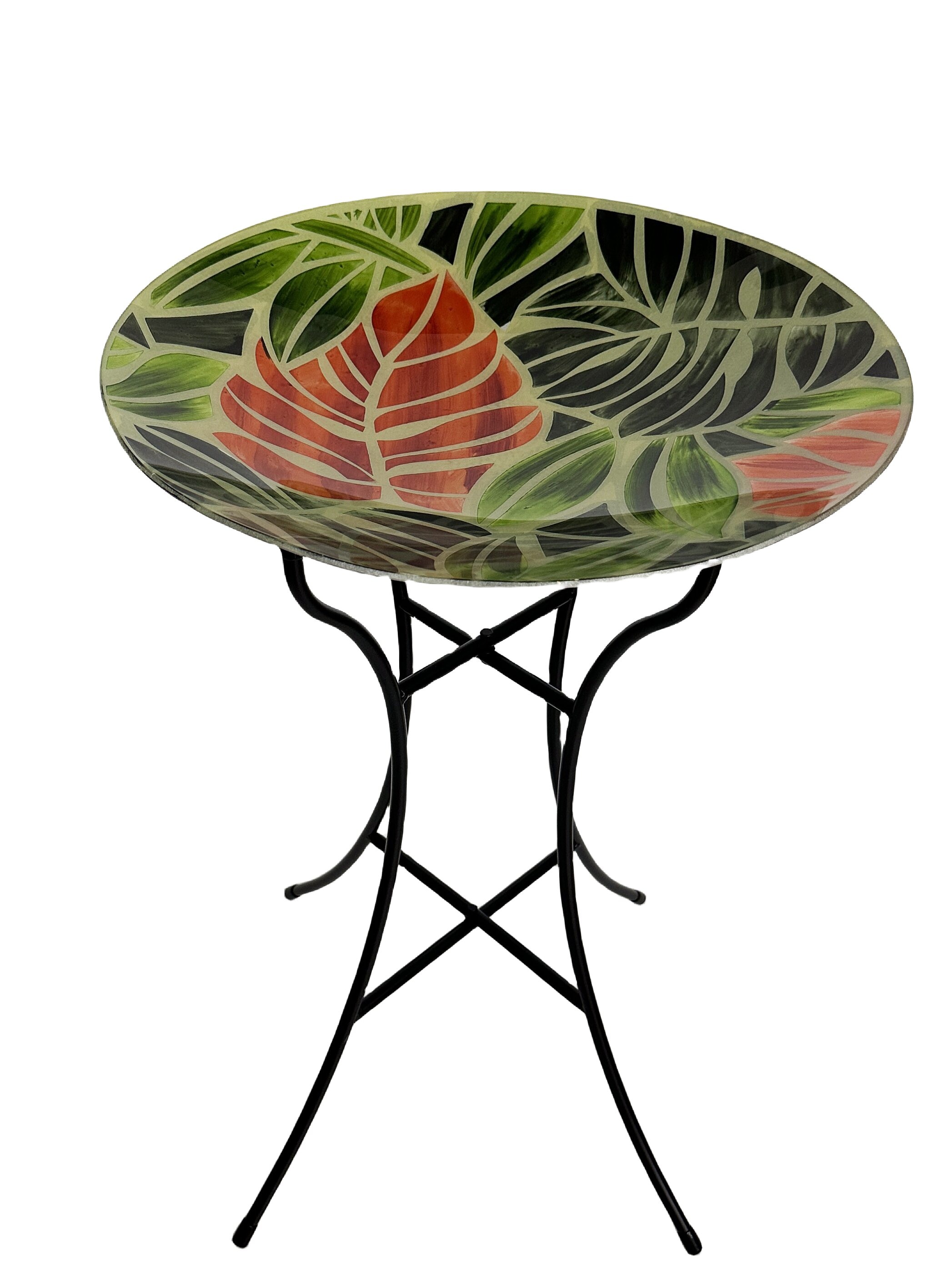 Style Selections LW24-134 22.71-in H Green Glass Birdbath bowl