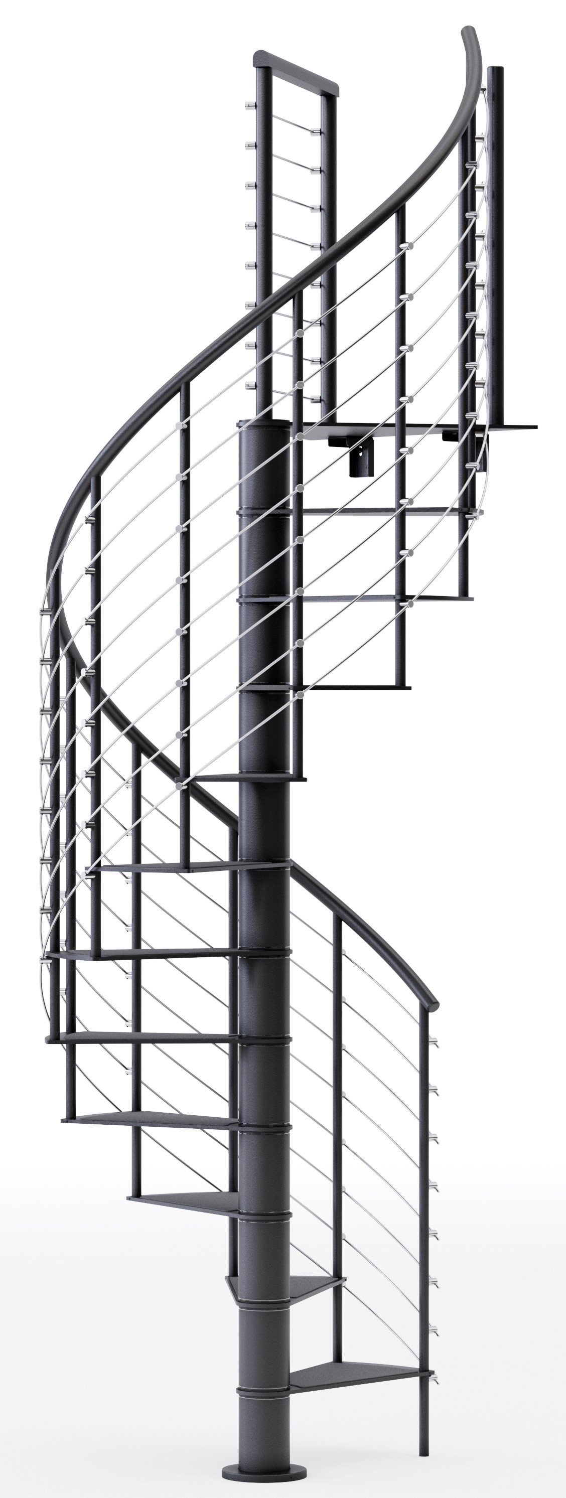 Mylen Stairs CS42B11BS13 Hayden 42-in x 13.34-ft 1 Platform Rails Black Spiral Staircase Kit , Fits Height: 102-in to 114-in (11 treads) ( 11 Treads )