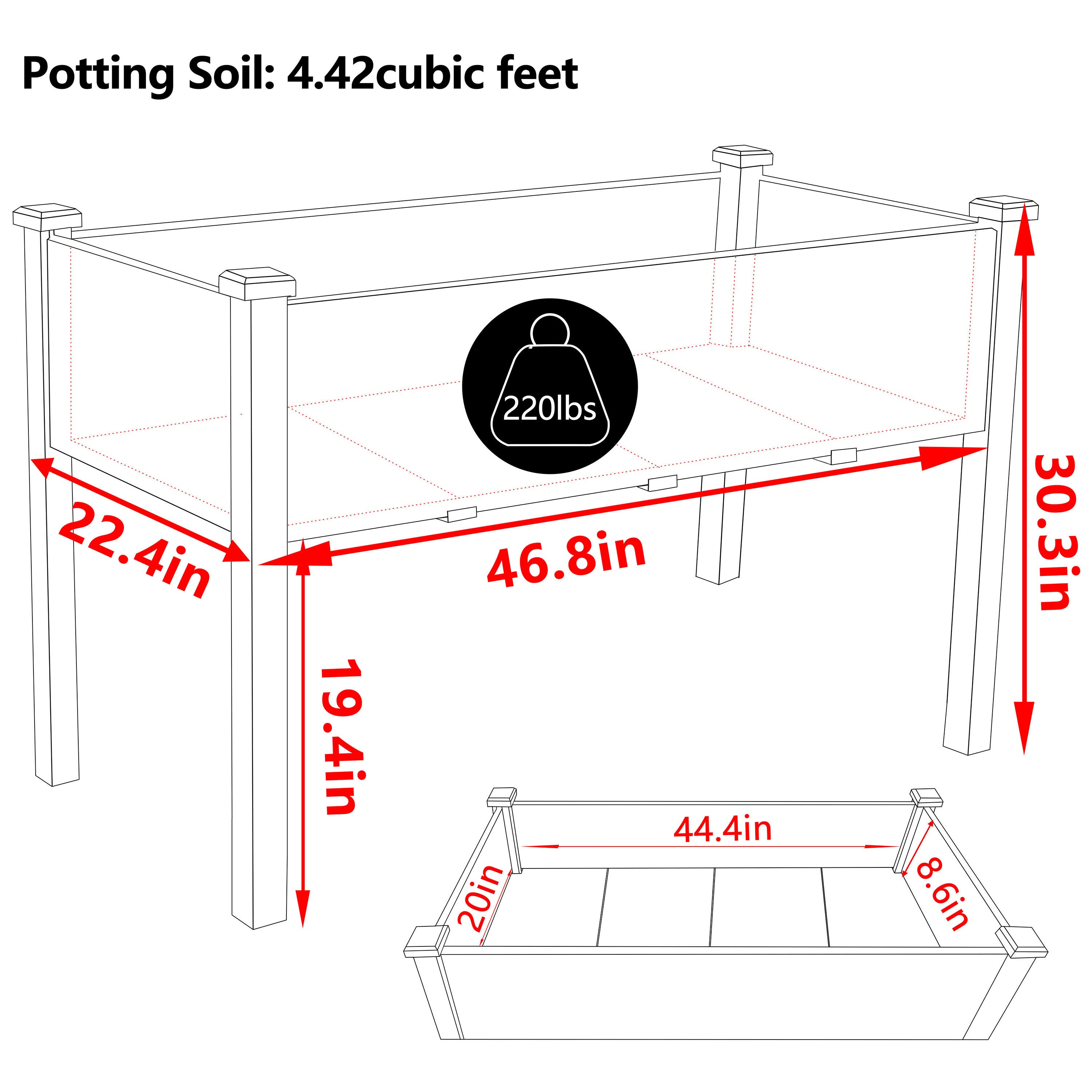 VEIKOUS 22.4-in W x 46.8-in L x 33-in H Natural Raised Garden Bed in the  Raised Garden Beds department at