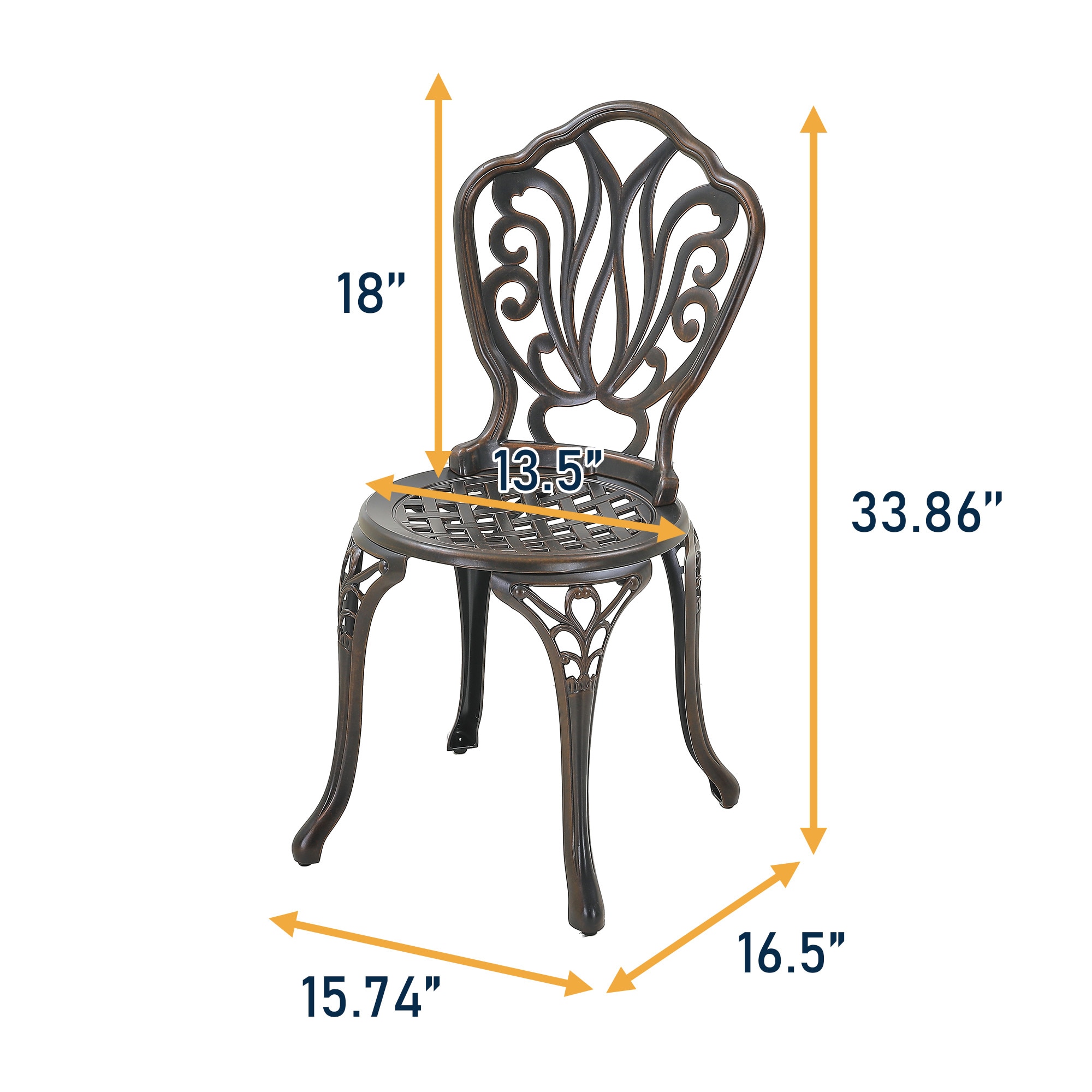 Clihome Cast Aluminum Patio-Set 3-Piece Bronze Bistro Patio Dining Set ...