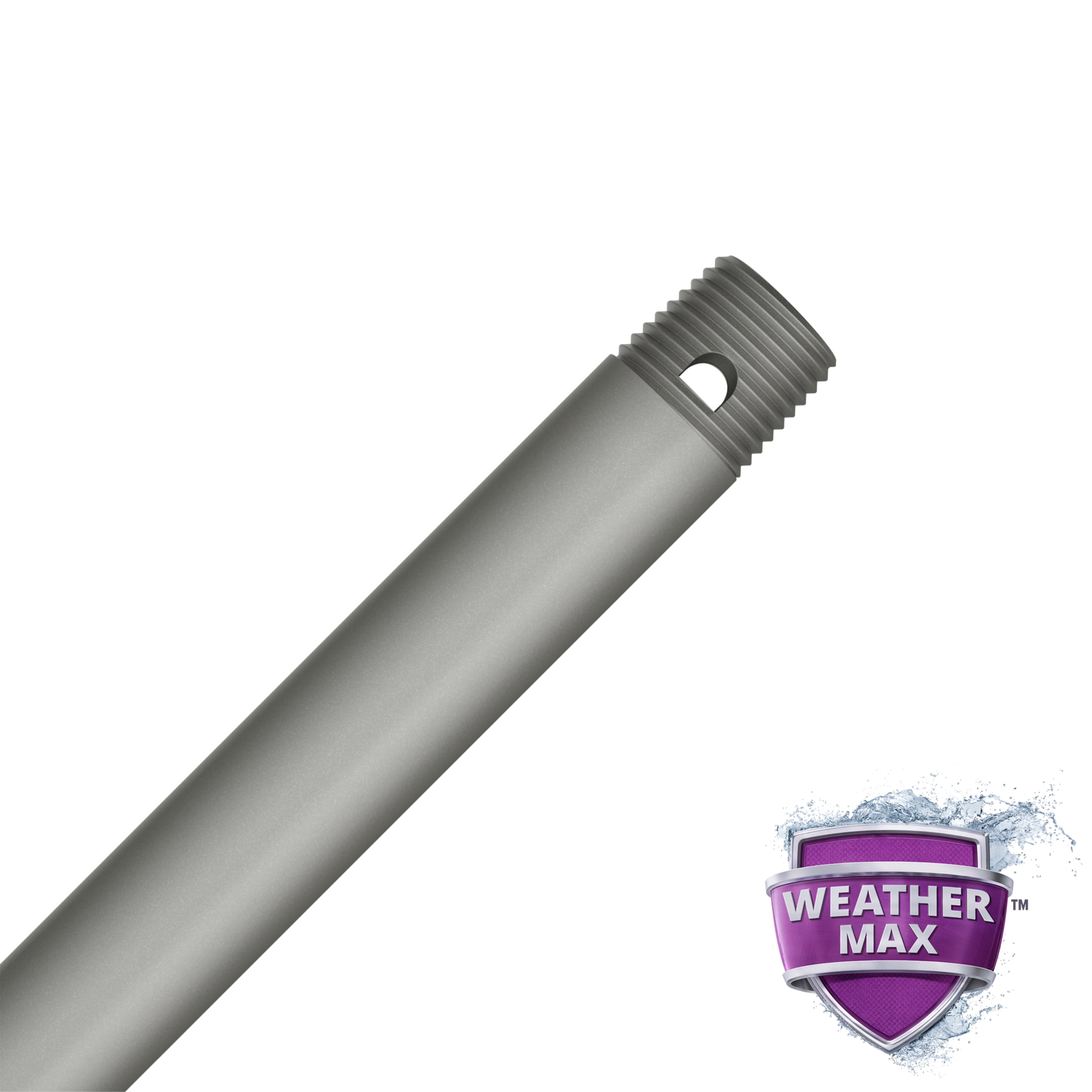 Hunter 99731 WeatherMax Universal 18-in Matte Silver Steel Indoor/Outdoor Angle Mount Capable Downrod