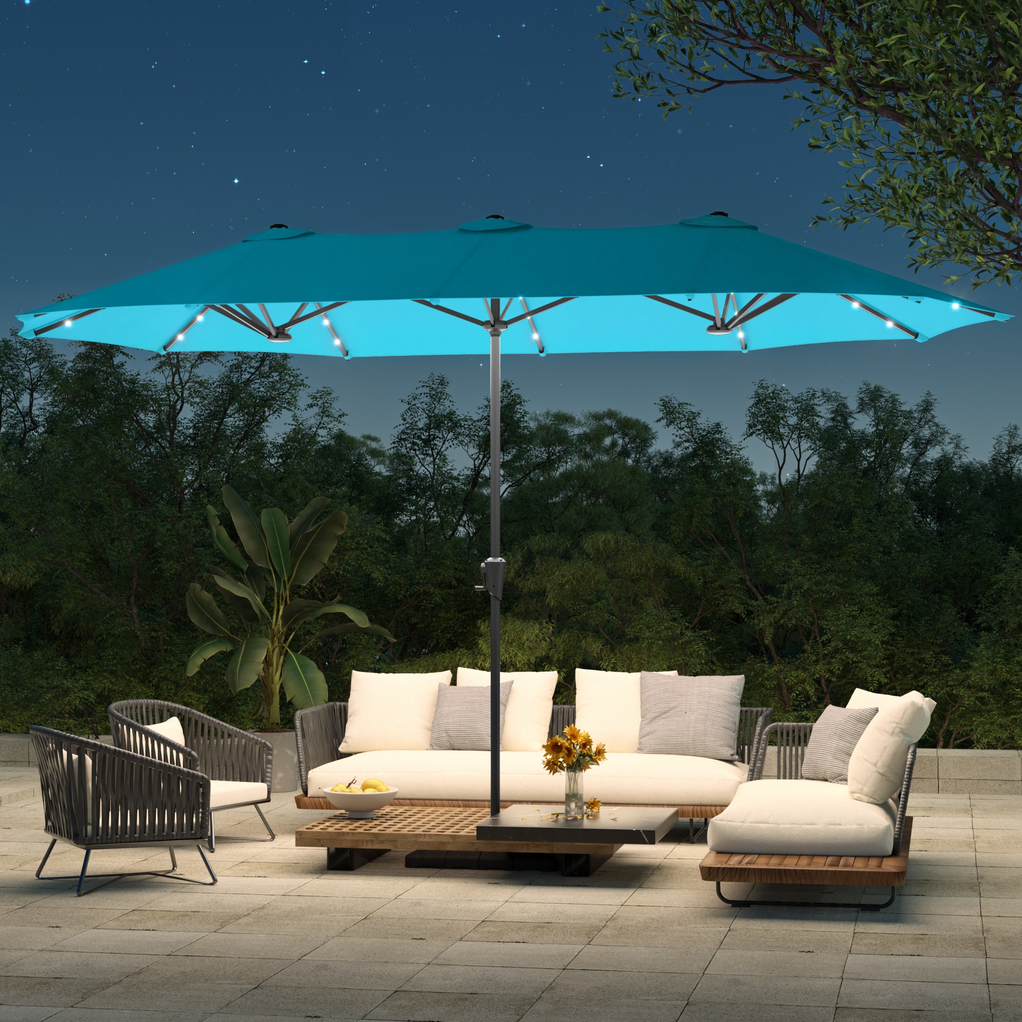 ACEGOSES LW-L3-66-LB 7.2-ft Steel (no fabric) No-tilt Market Patio Umbrella with Lights