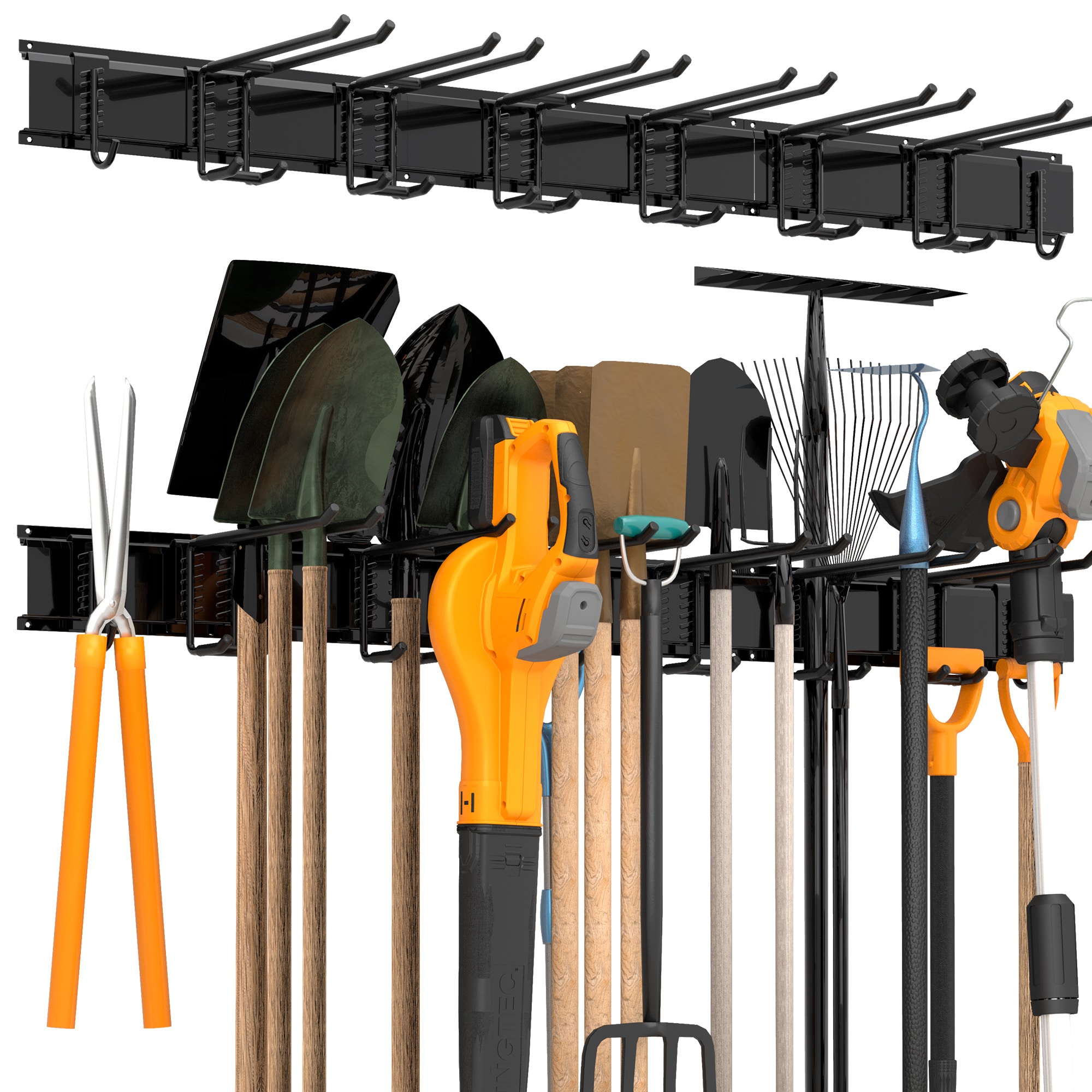 Garage Tool Organizer Wall Mount 6 PCS, Yard Garden Tool Organizer,  Adjustable Tool Storage Rack with 3 Heavy Duty Hooks, Max Load 100lbs  Garage