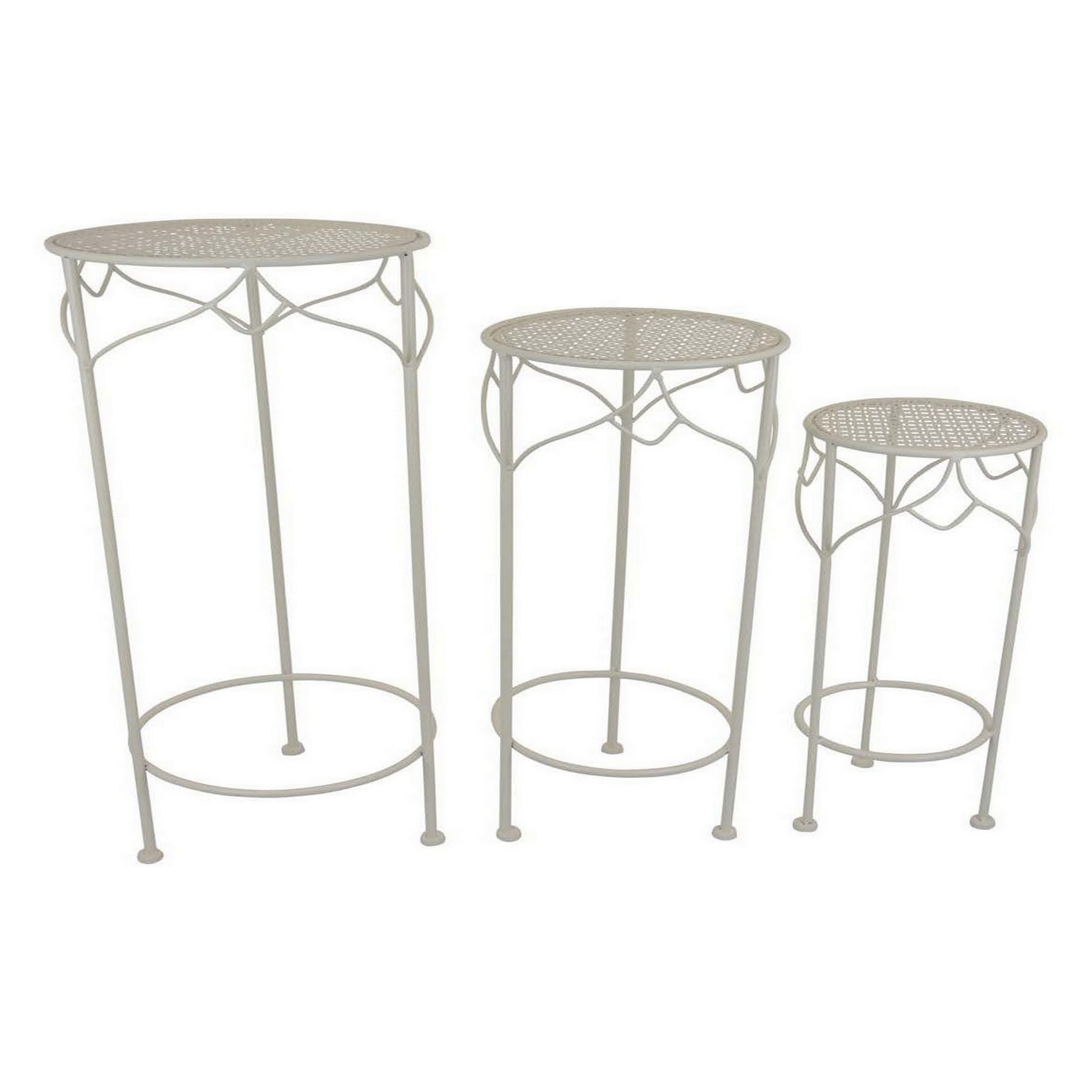 Benzara BM315622 27.5-Inches H x 12-Inches W Ivory Indoor/Outdoor Round Cast iron Plant Stand