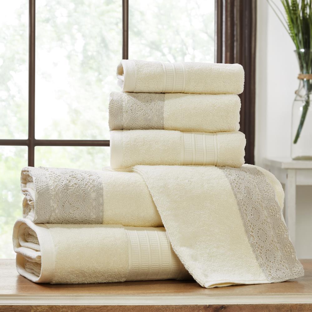 Amrapur Overseas 6-Piece Black Cotton Quick Dry Bath Towel Set (QD Stripe  Towel)