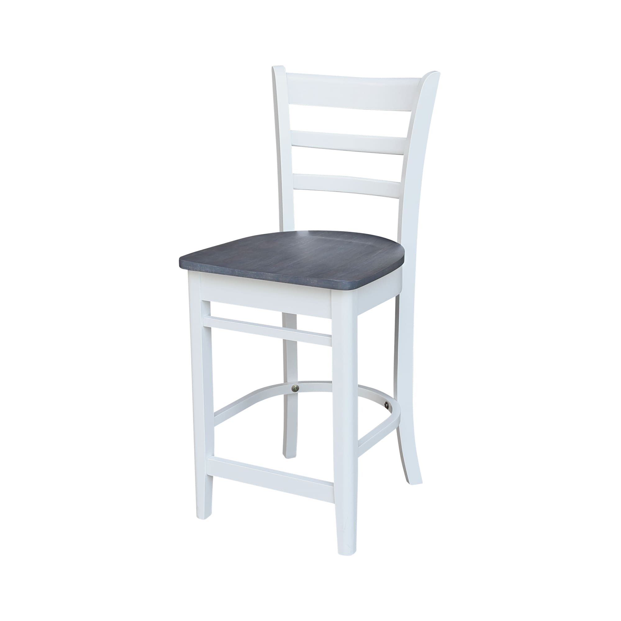 Emily 24" Solid Parawood Counterheight Stool in Hickory/Washed Coal