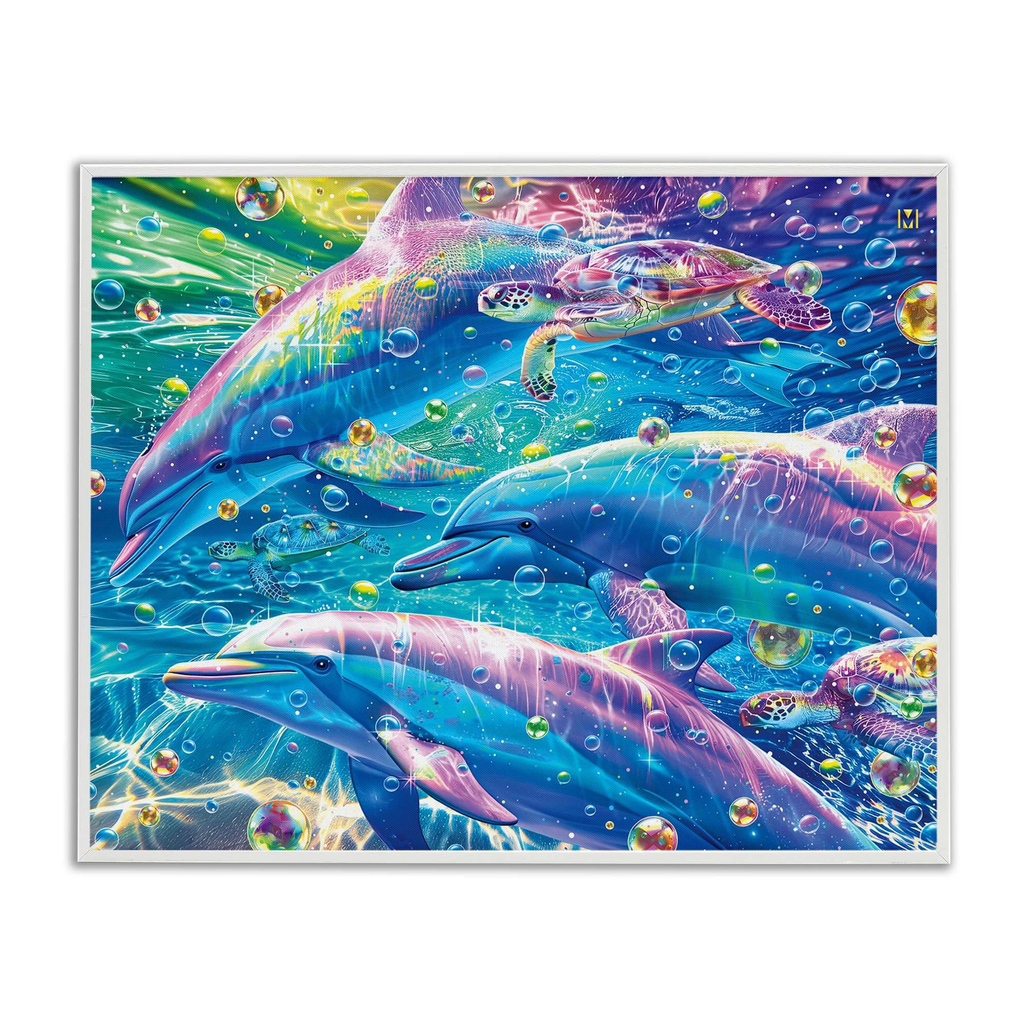 Stupell Industries BT-299-WFR-16X20 Chromatic Dolphins Trio White Framed Giclee Art By Michael Ward 20 x 16