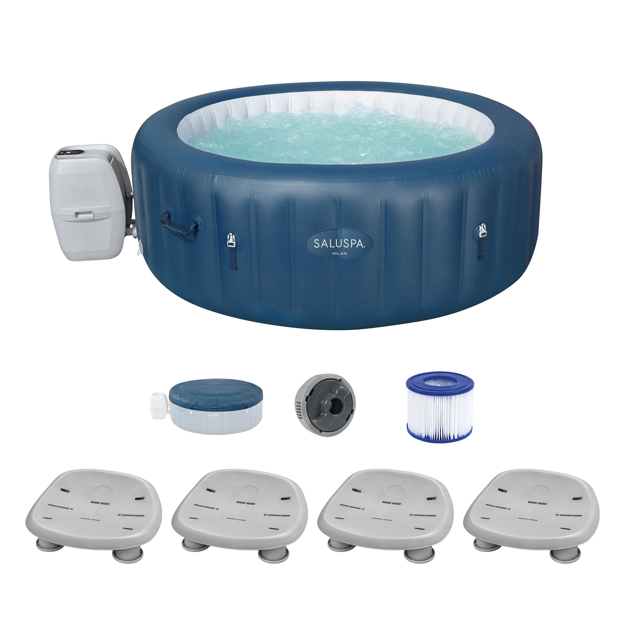 Bestway 396386 SaluSpa 140 Jet 6 -Person Inflatable Round Hot Tub (Cover Included)