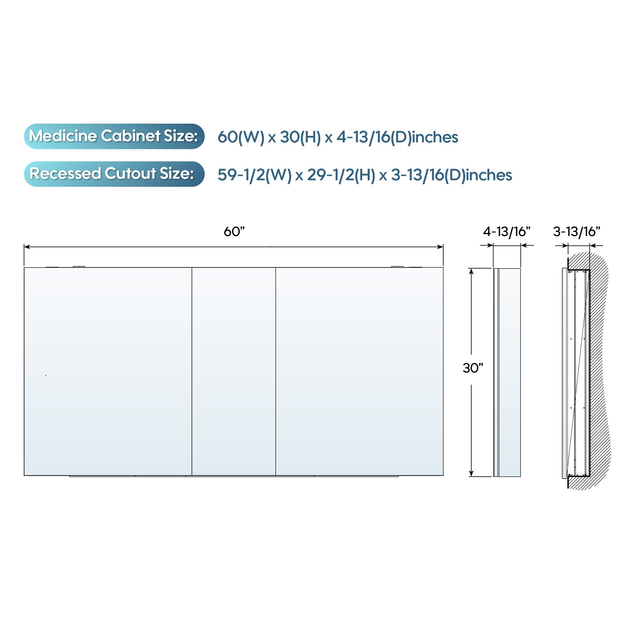 WELLFOR ROSA24TY24L Bathroom-Wall-Cabinets - View #7