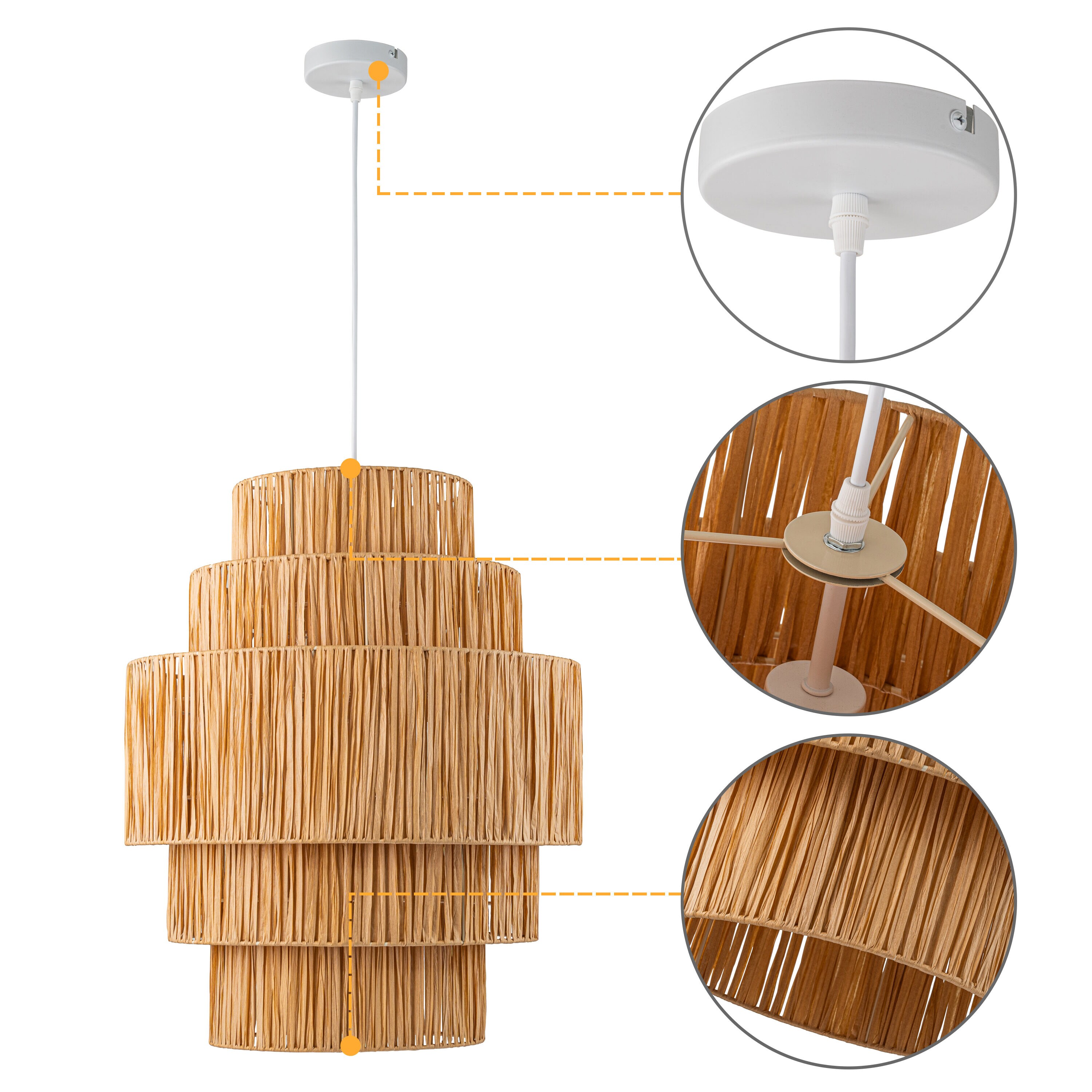 Acoma Natural Rope & Cotton Pendant Lamp - Ledkia