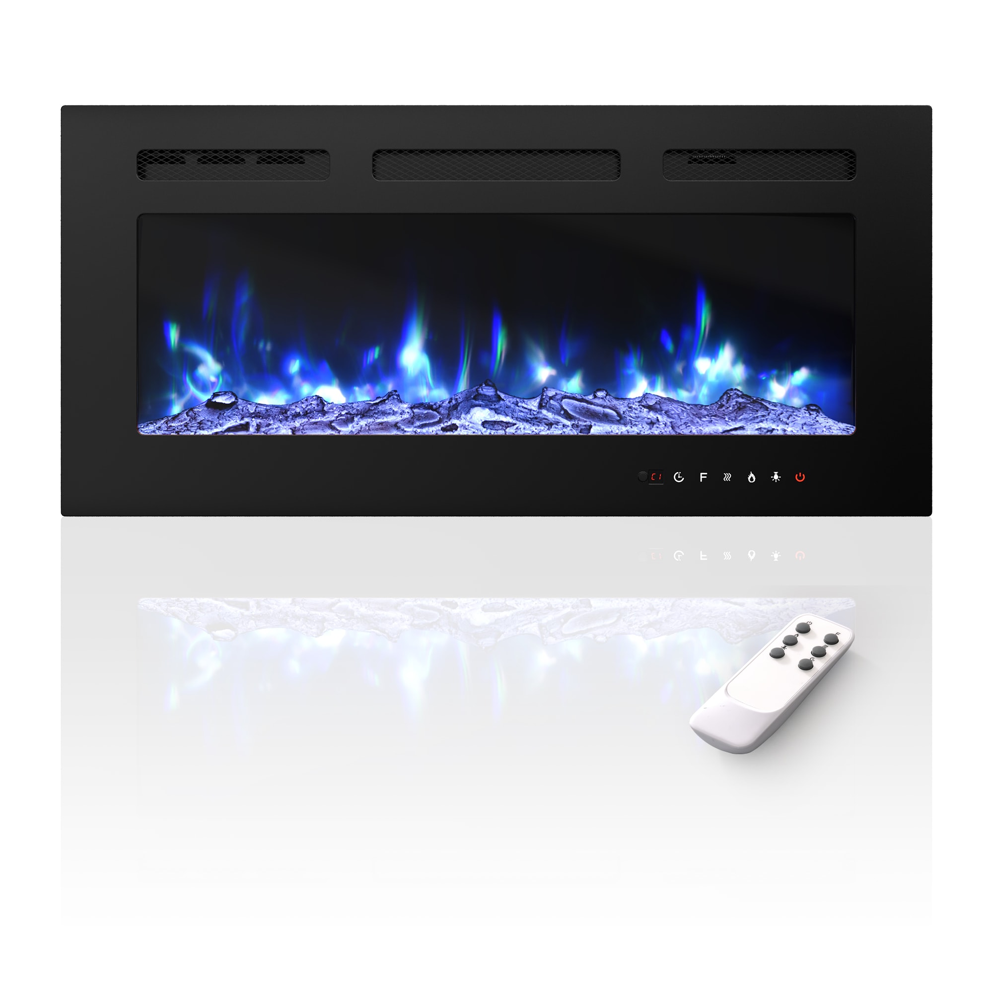 Clihome CL-IF1336TV1 36.02-in W Black Wall mount Fan-forced Wall-mount Electric Fireplace with Remote Control Included