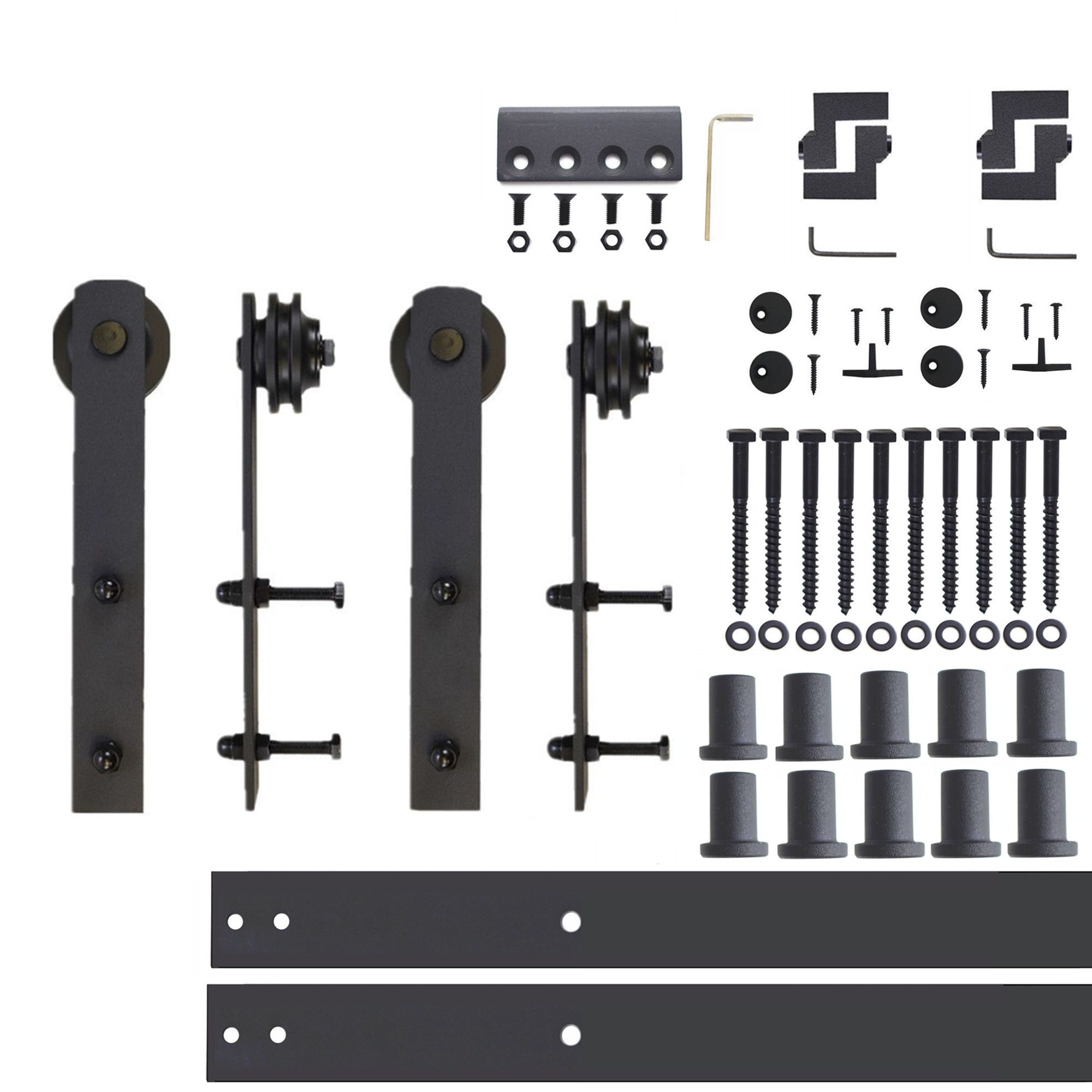 HOMACER 132-in Rustic Black Indoor Top Mount Single Barn Door Hardware Kit DZ1TGH132C Sansujyuku sansujyuku.com