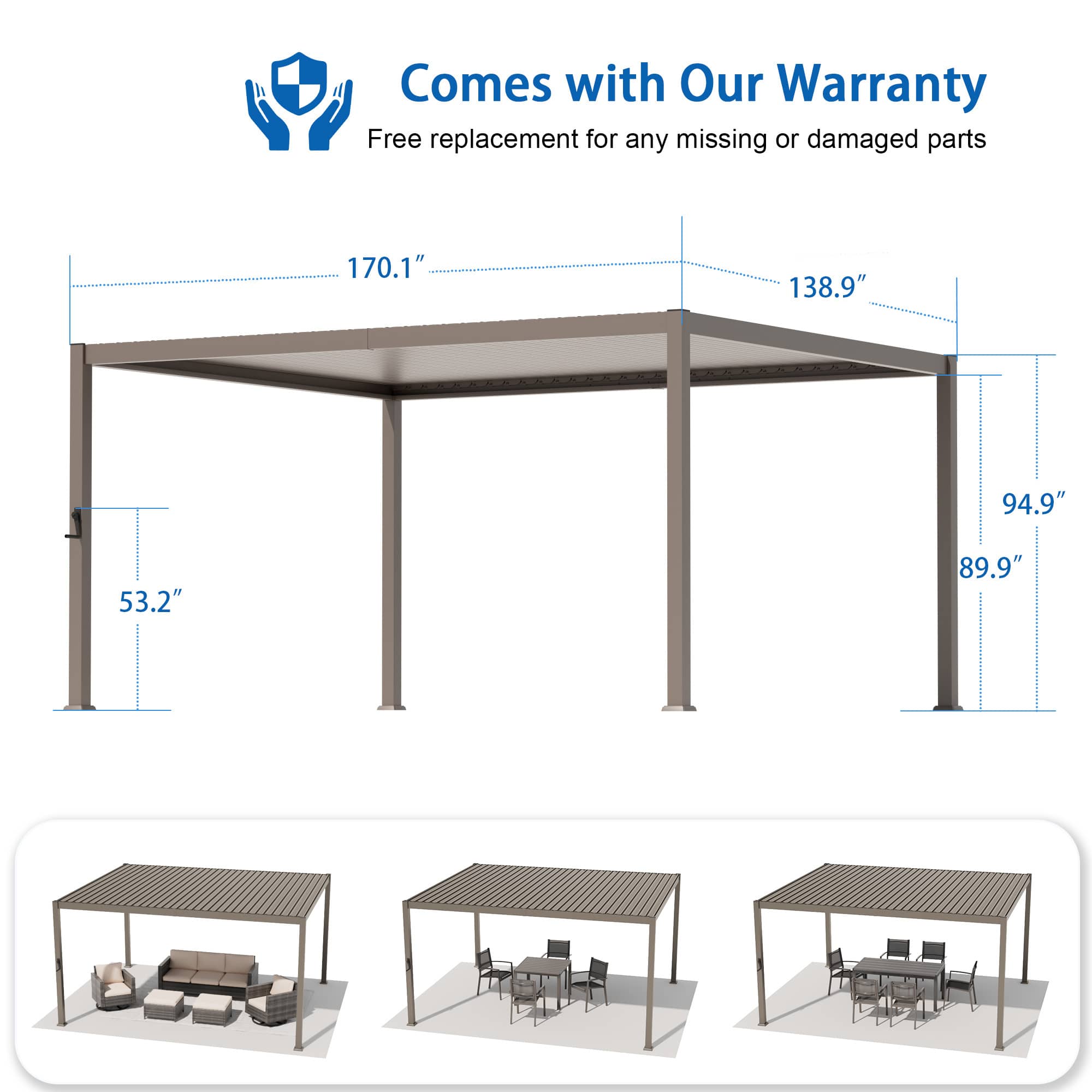 Aok Garden LWP-BP-3643-BN Pergolas-2 - View #2