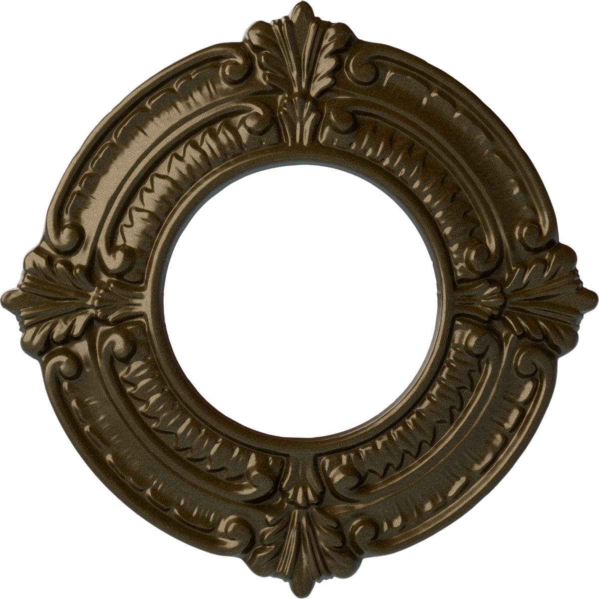 Ekena Millwork CM09BNBRS Benson 9-in W x 9-in L Painted Brass Polyurethane Whole Ceiling Medallion
