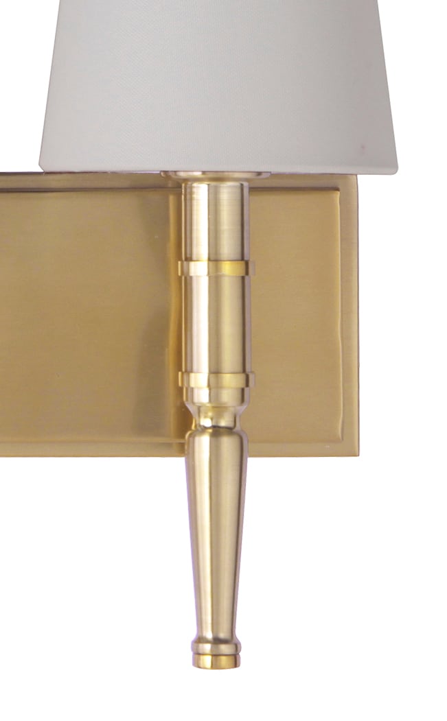 Satin Brass Double Light Vanity with Linen Shades