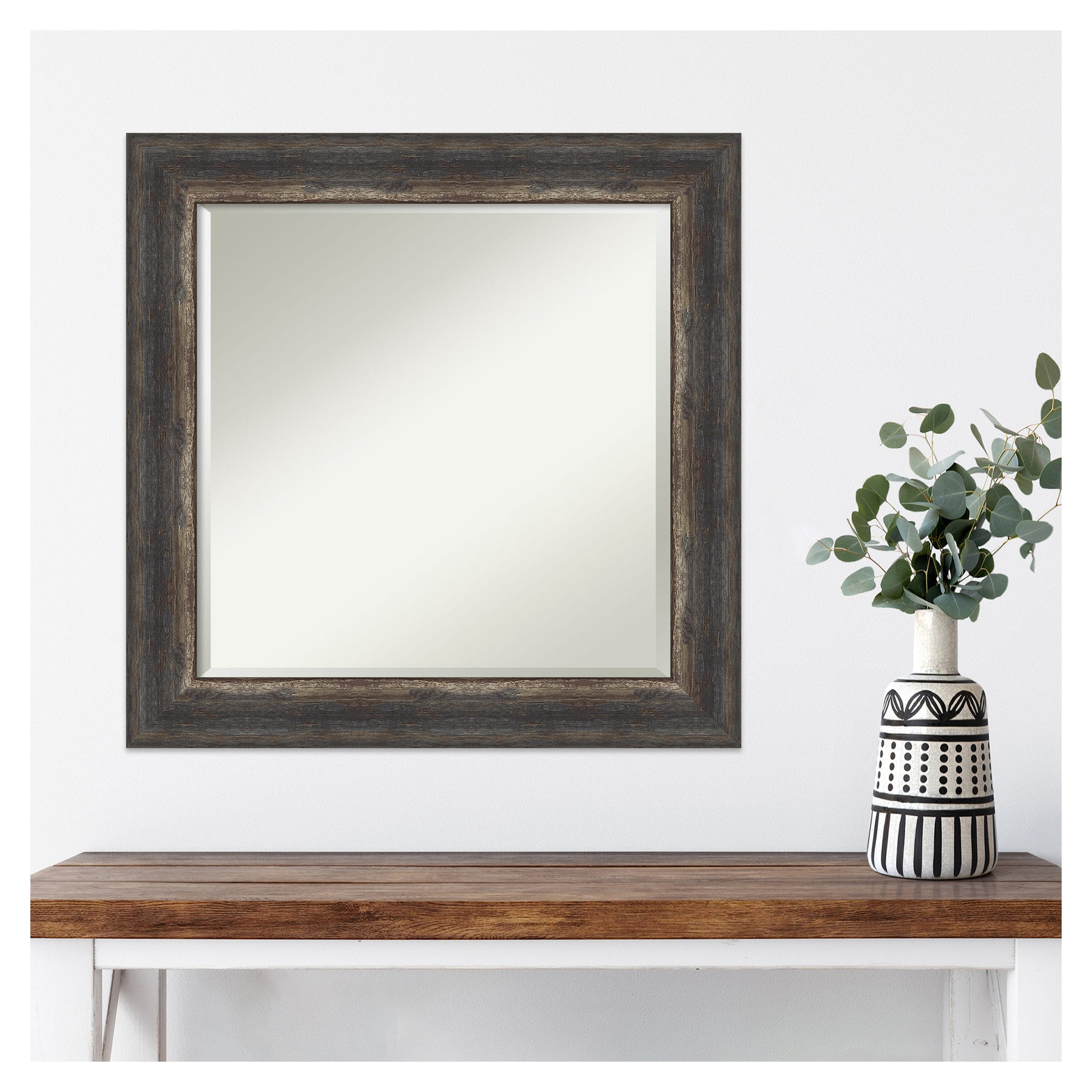 Bronze and Wood Full Length Rectangular Wall Mirror