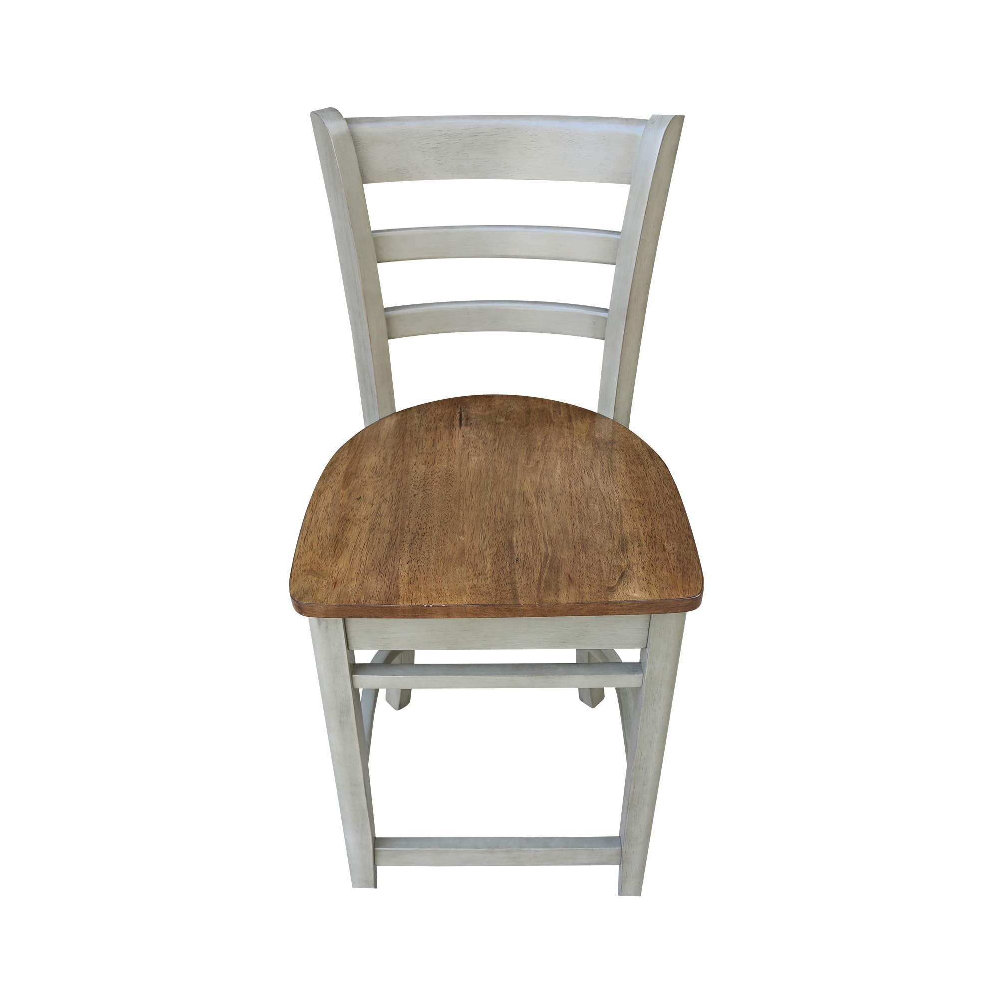 Emily Ladder Back Parawood Counter Stool - White & Heather Gray