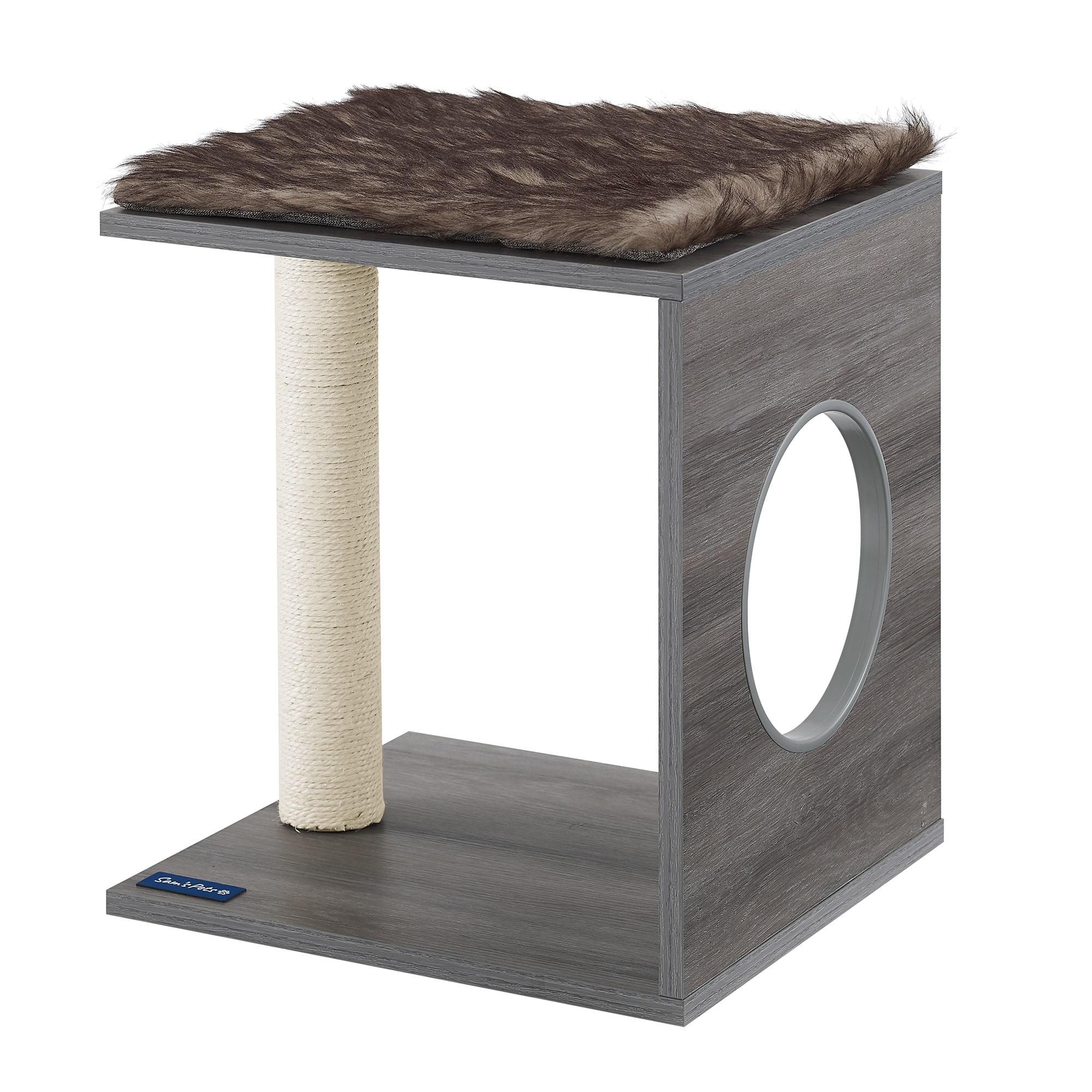 Sam's Pets SP-CT1278BR 17.32-Inches x 15.75-Inches Brown Polyester Cat Tree