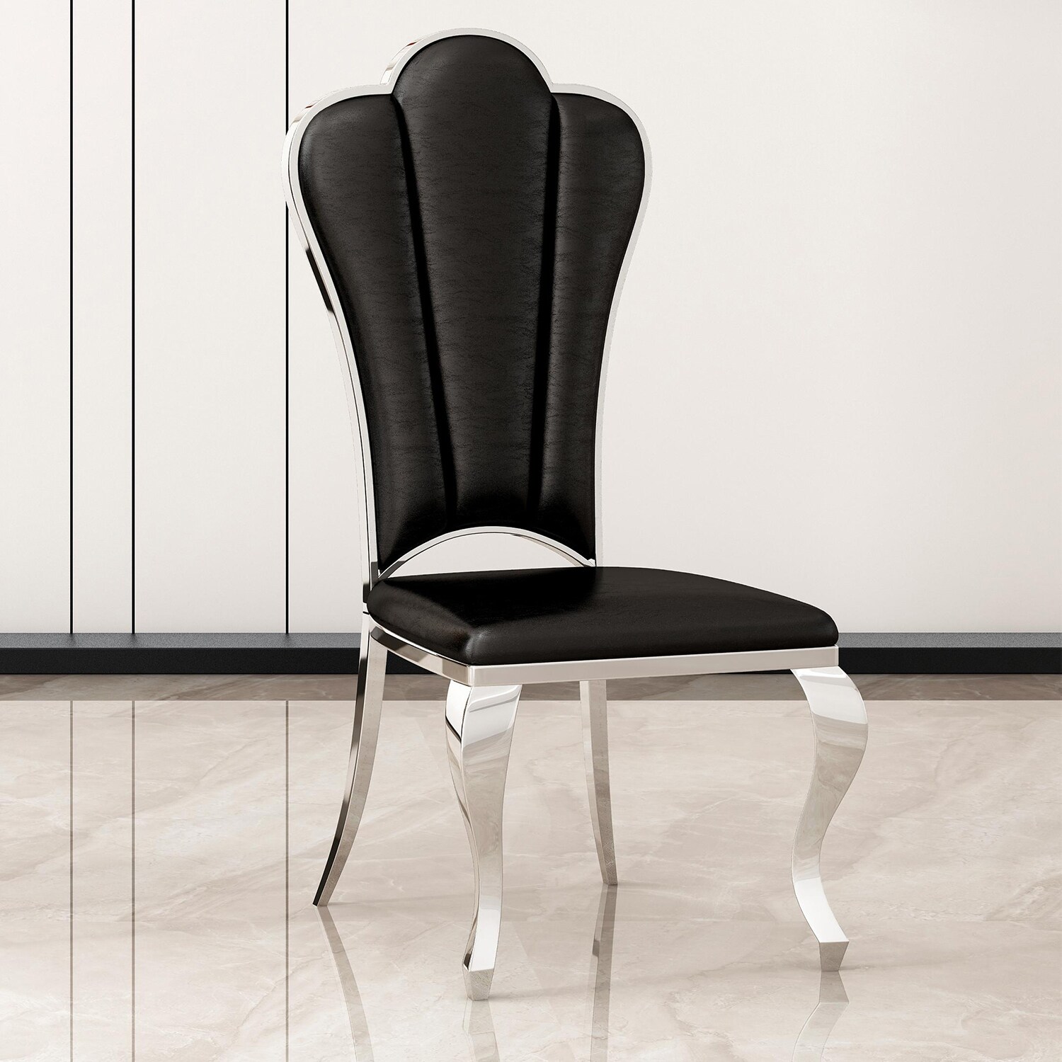 SINOFURN SYA010278GY Set of 2 Rustic Faux Leather Upholstered Dining Side Chair (Metal Frame)