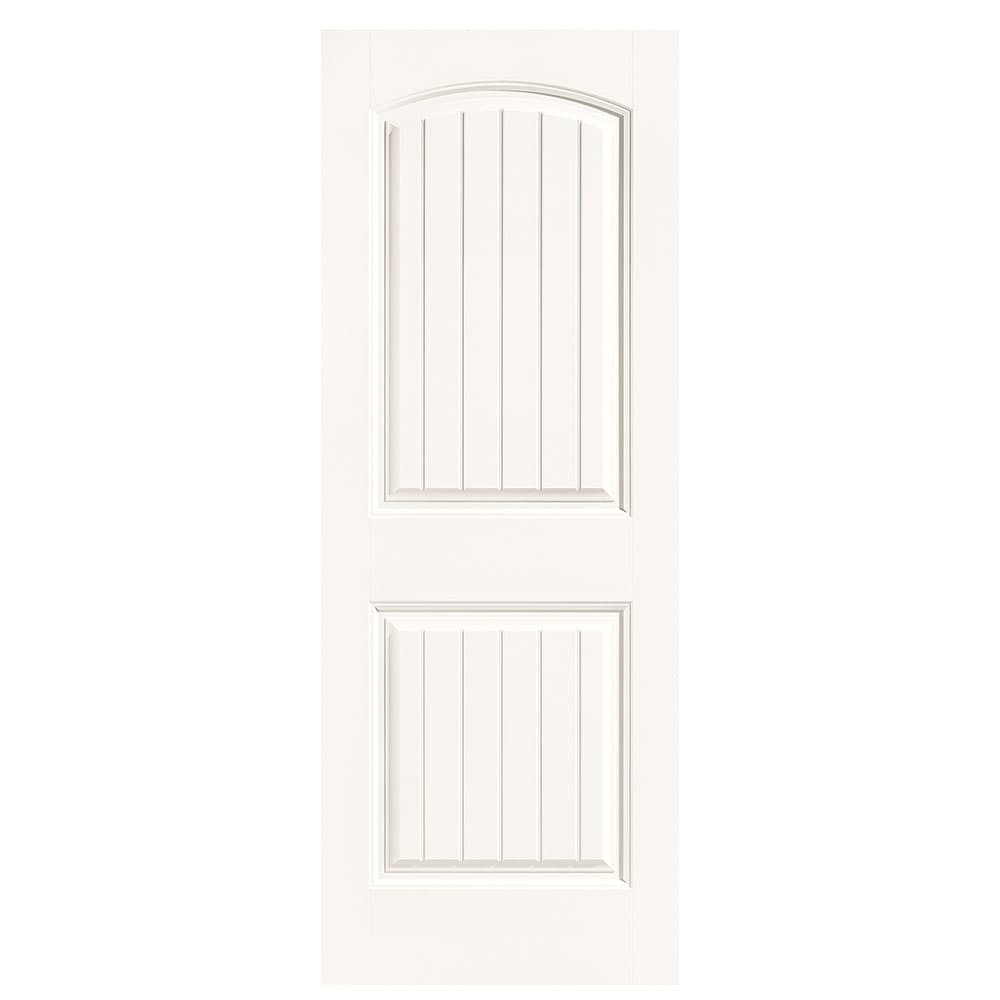 Masonite 1443658 Cheyenne 30-in x 80-in Snowstorm 2-panel round top plank Smooth Solid core Prefinished Molded composite Slab Door