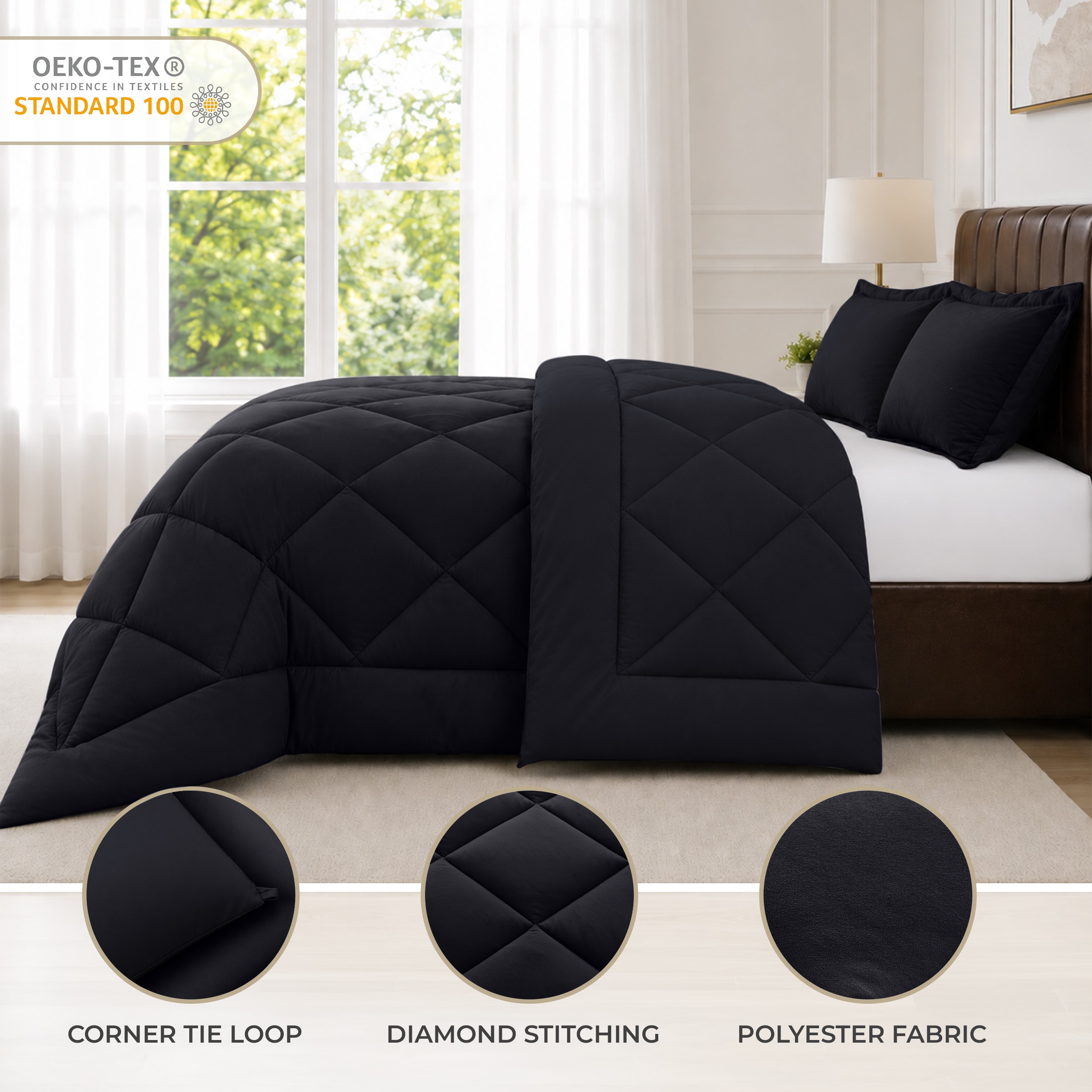 Lux Decor Collection CMF 3PC K SD BLK Comforters-And-Bedspreads - View #4