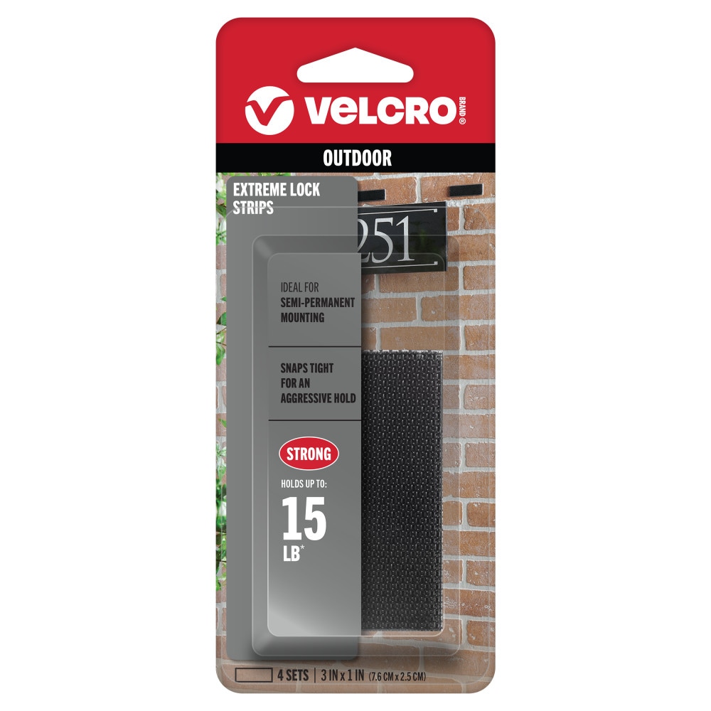 VELCRO Brand 3 Inch Black Hooks ALFA-LOK Fasteners 3in x 1in Strips Black Hook loop fastener 4 -Pack