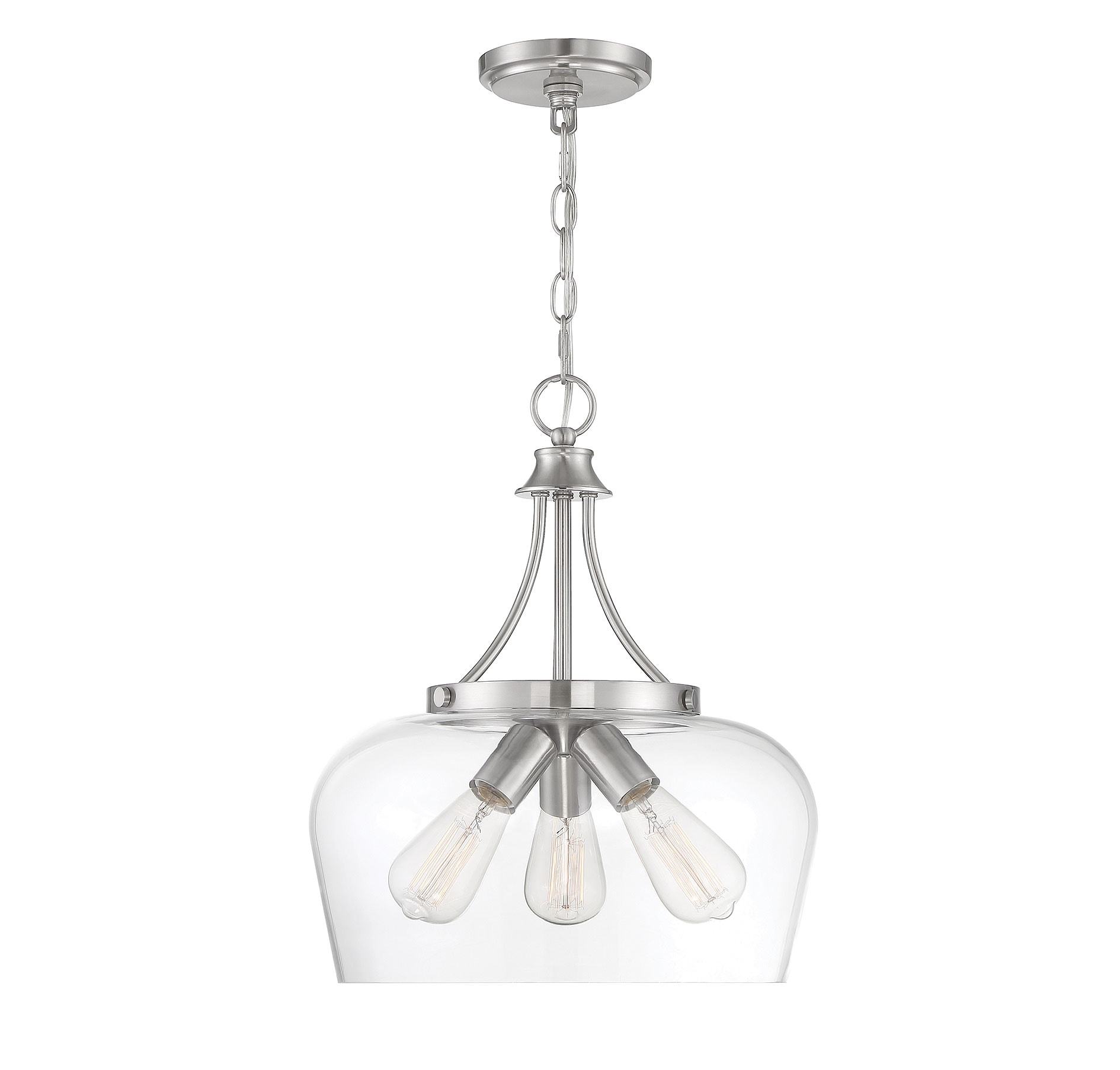 Savoy House Essentials 7-4034-3-SN Octave 3 -Light Satin Nickel Transitional Clear glass Dome Medium Hanging Pendant light
