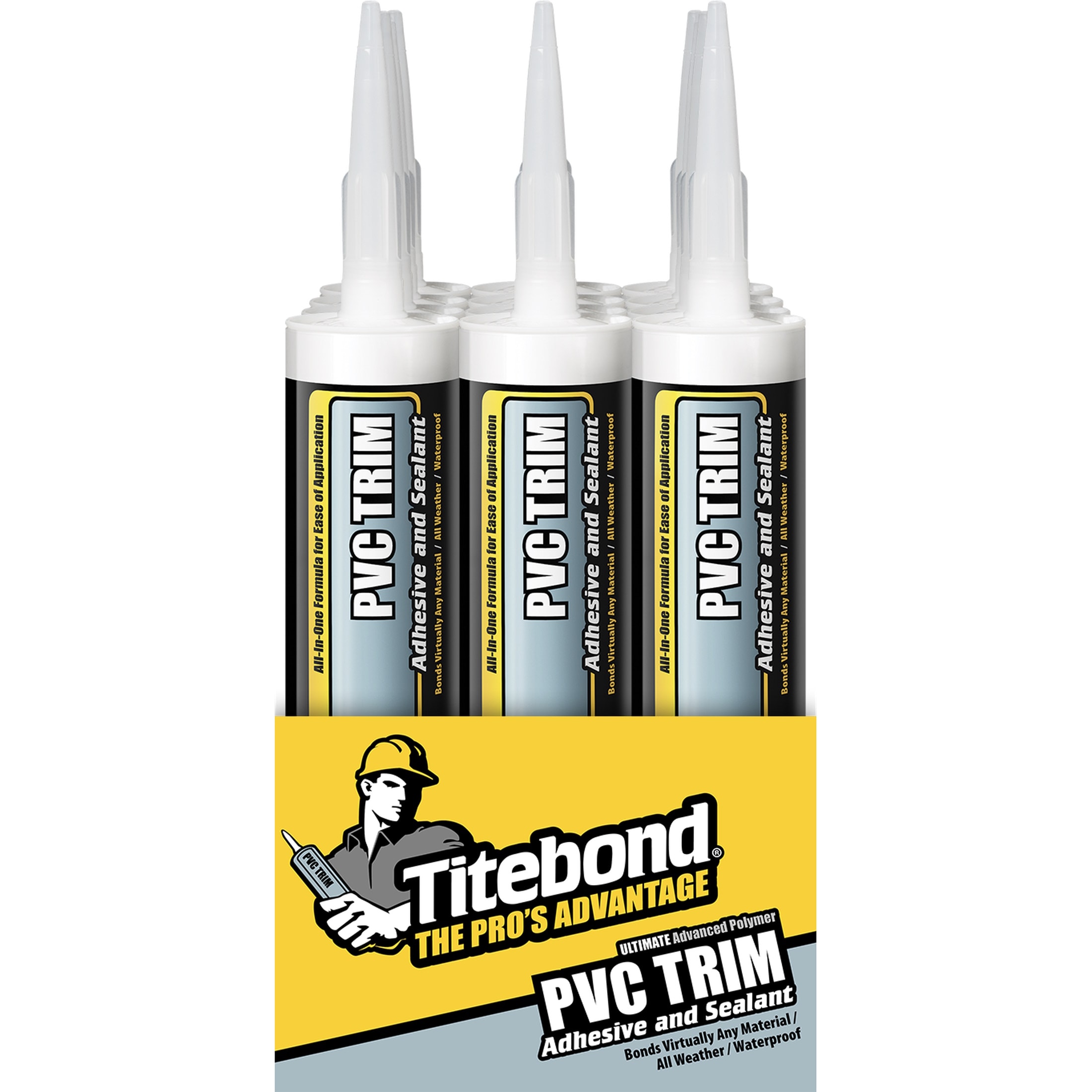 Titebond 6401CP Ultimate PVC Trim Adhesive and Sealant Polymer-based White Multi-use Interior/Exterior Construction Adhesive ( 9.5-fl oz ) 12 -Pack