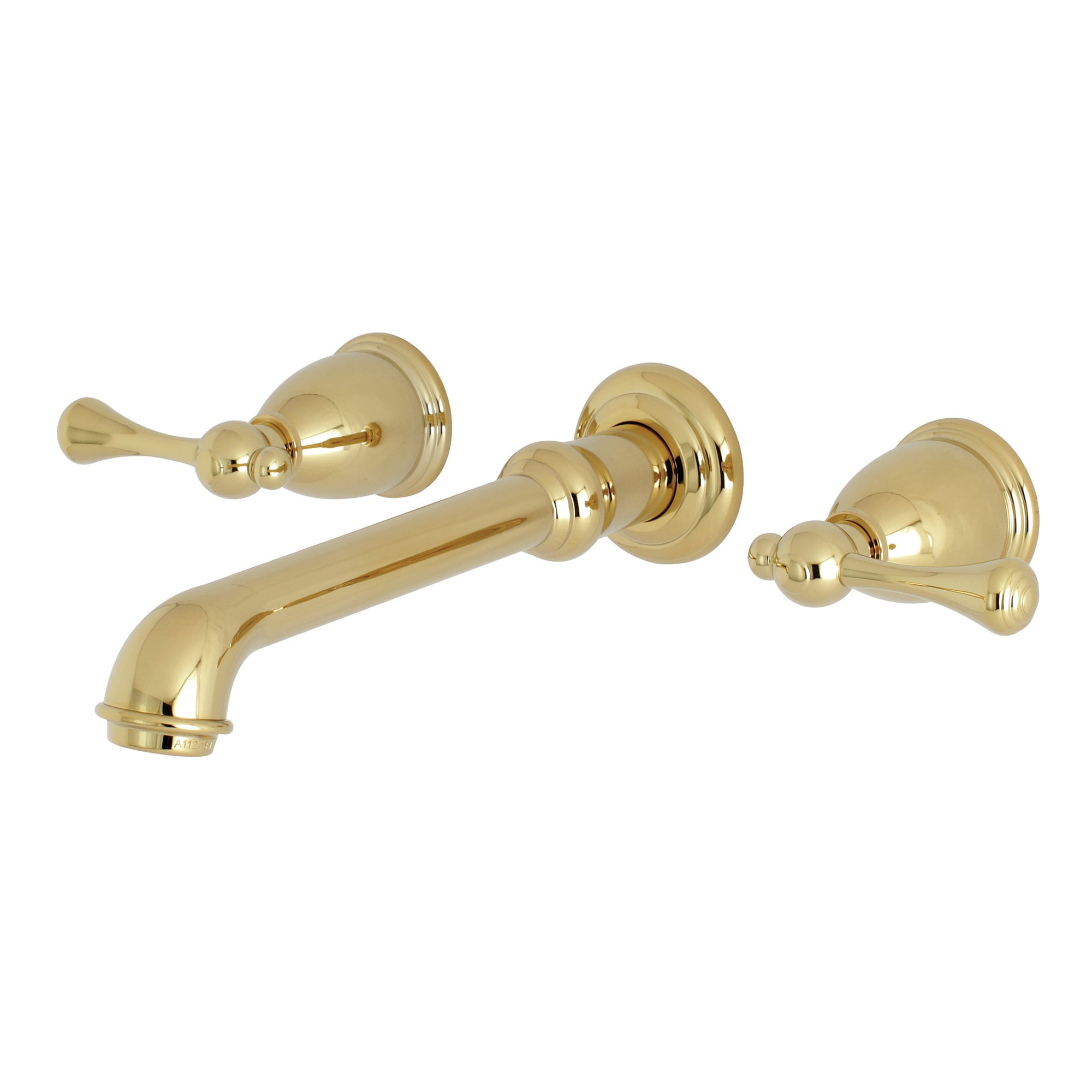 Kingston Brass WLKS7122BL English Country Polished brass Wall-mount 2-handle High-arc Residential Handle Bathroom Sink Faucet