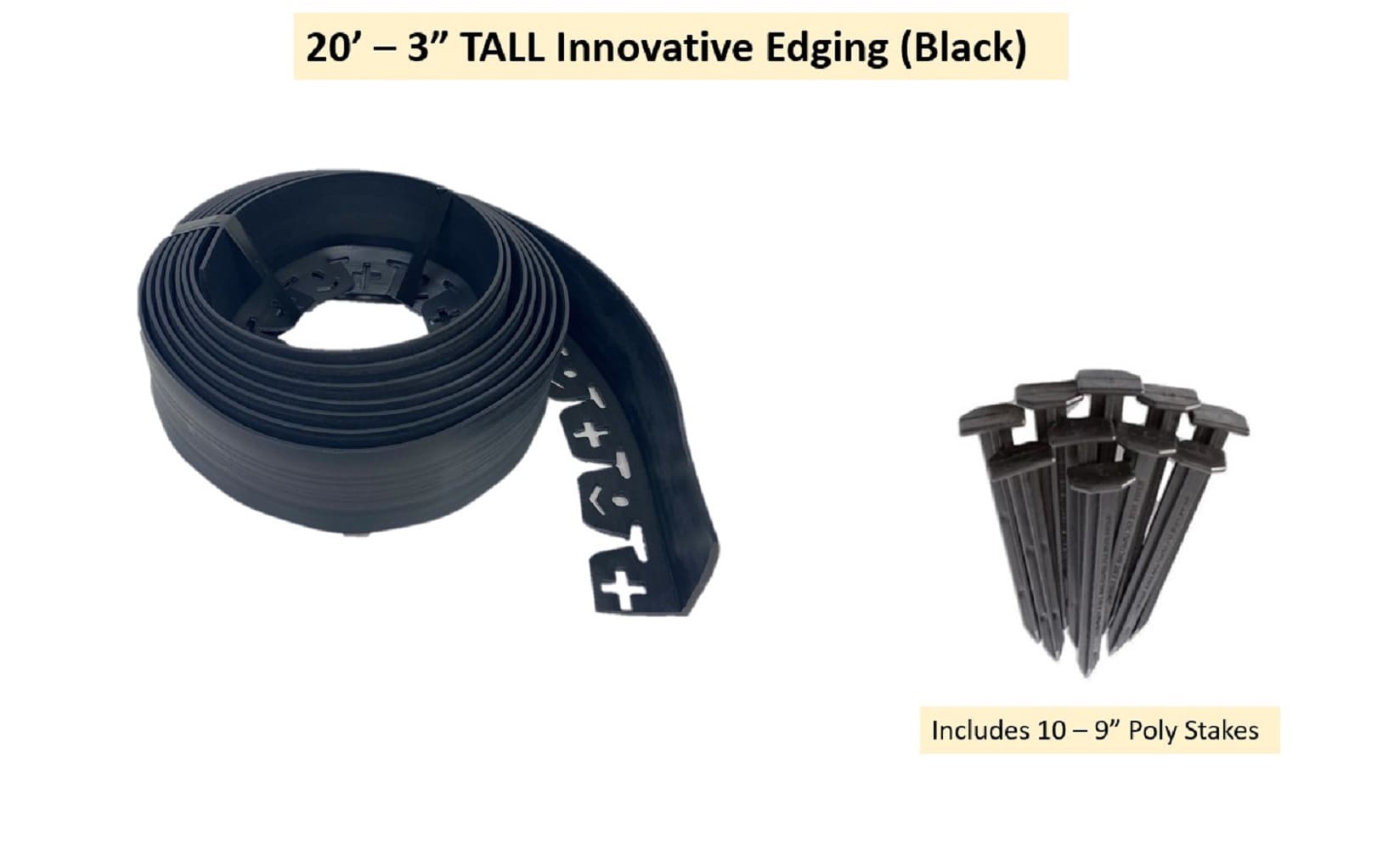 Valley View Industries 20-ft x 3-in NO DIG TALL BLACK Plastic Landscape edging roll #NDETC-20