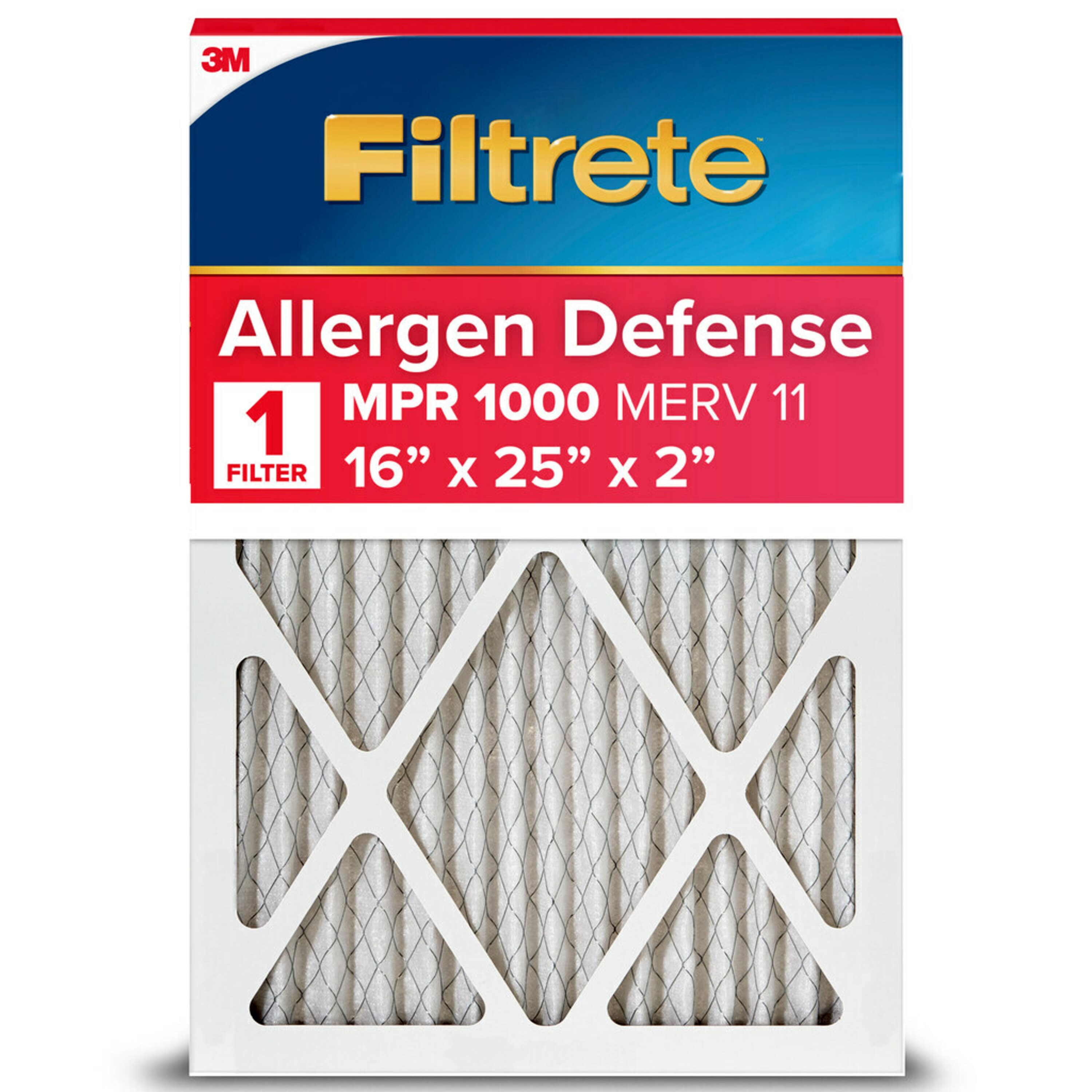 Filtrete LADP01-2IN-6 16-in W x 25-in L x 2-in MERV 11 1000 MPR Allergen Defense Electrostatic Pleated Air Filter