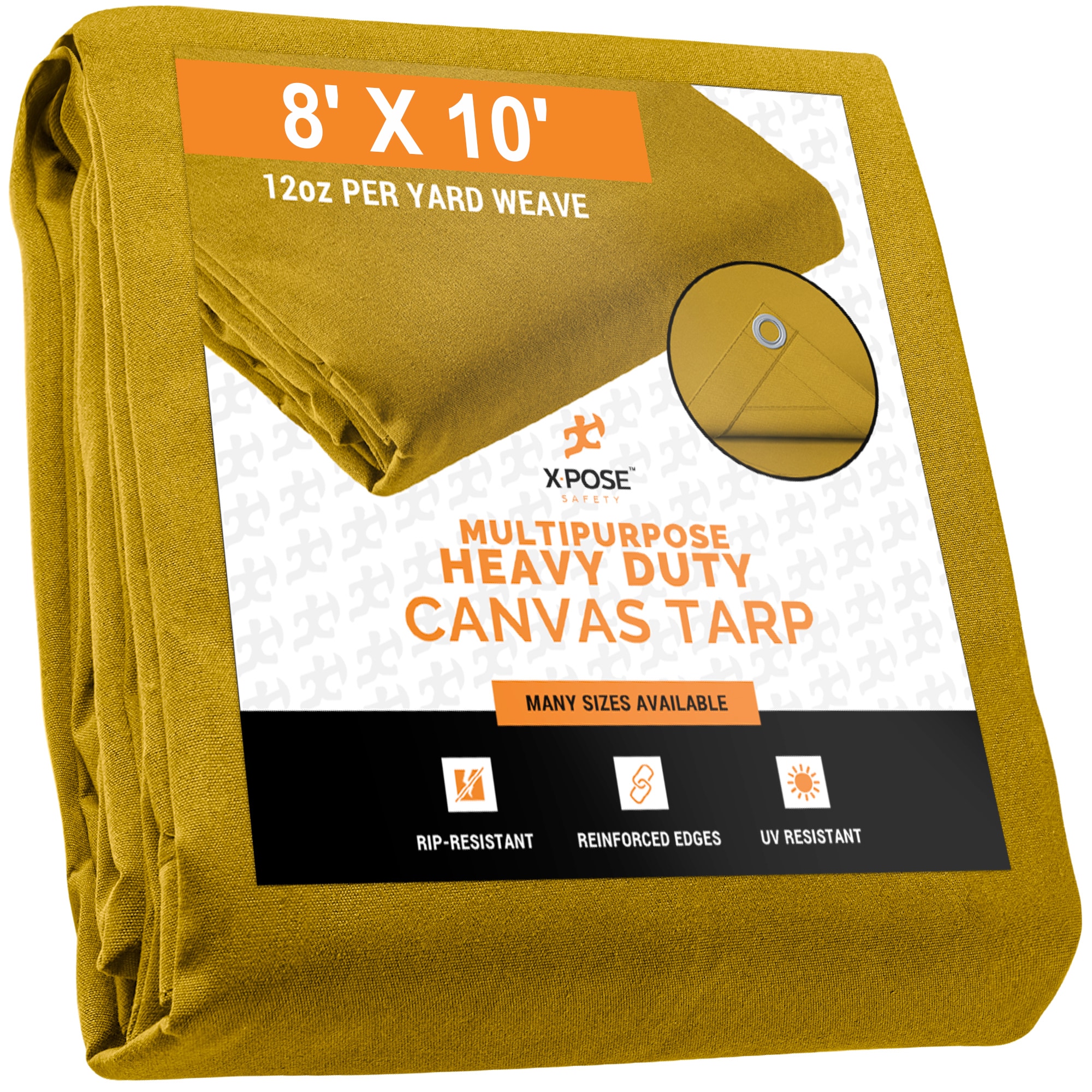 XPOSE SAFETY CTT12-810-X 8-ft x 10-ft Brown Commercial Canvas 14-mil Tarp