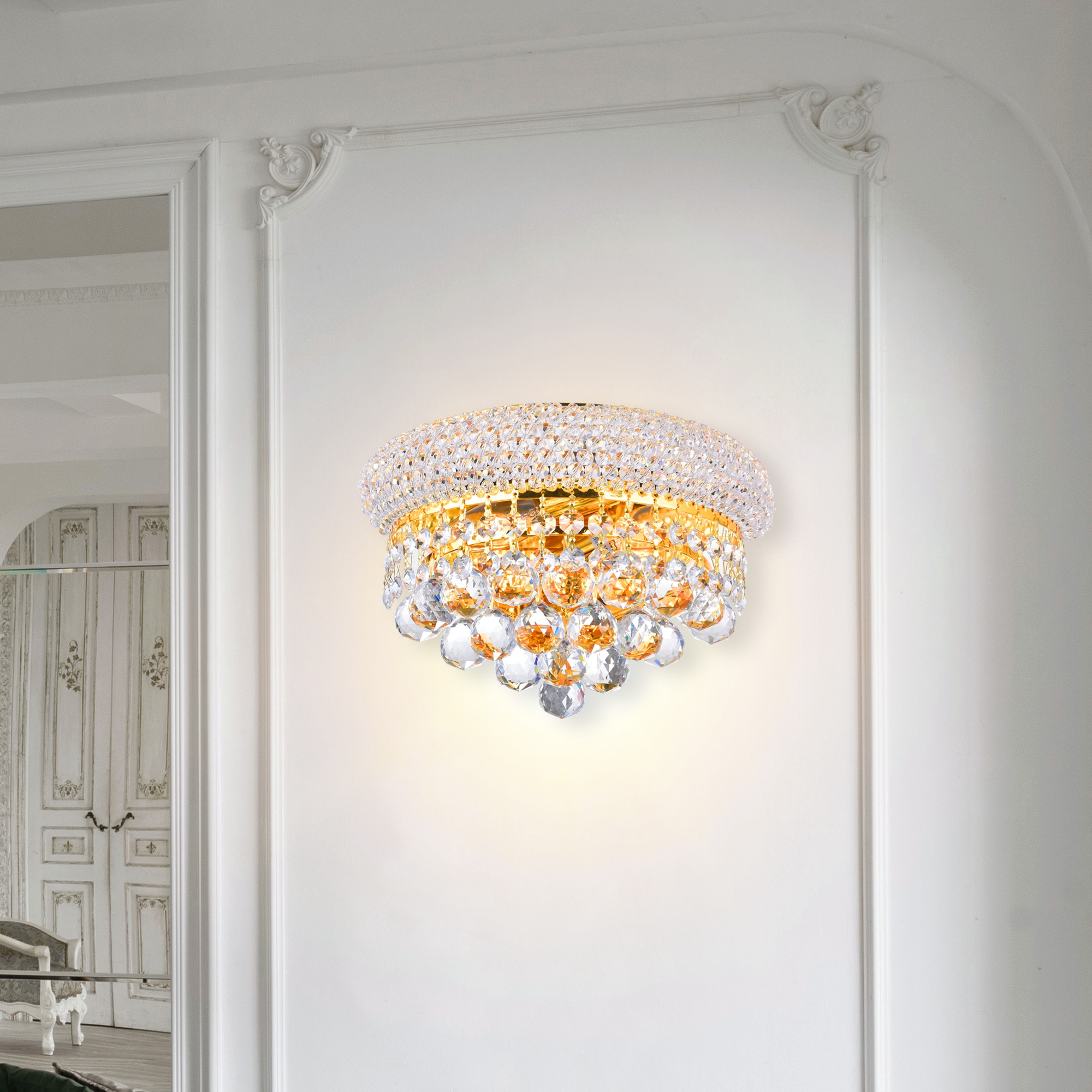 CWI Lighting 8001W12G-A Empire 12-in W 2 -Light Gold Wall Sconce
