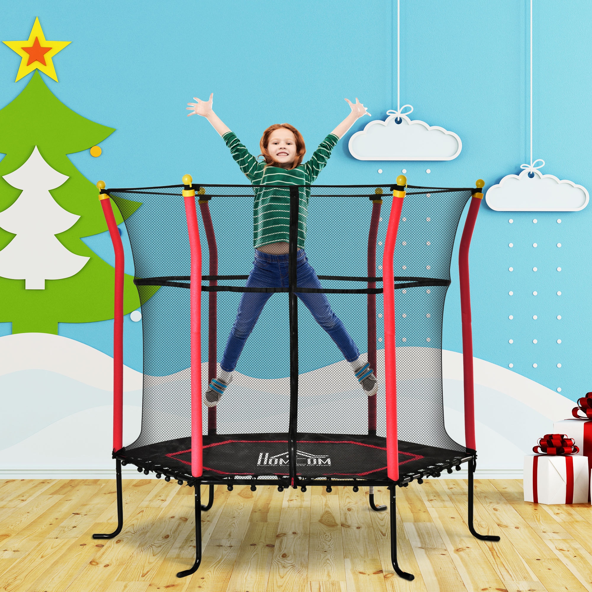 Lycvki TPL-01 Trampolines 5.25-ft Round Backyard in Red