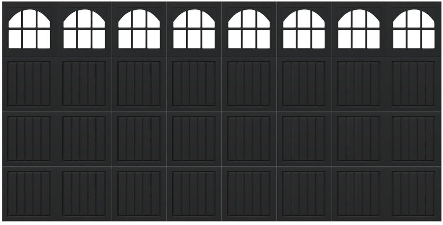 Wayne Dalton 8300SNMABLCSDI168 Classic Steel Model 8300 16-ft x 8-ft Insulated Black Double Garage Door with Windows