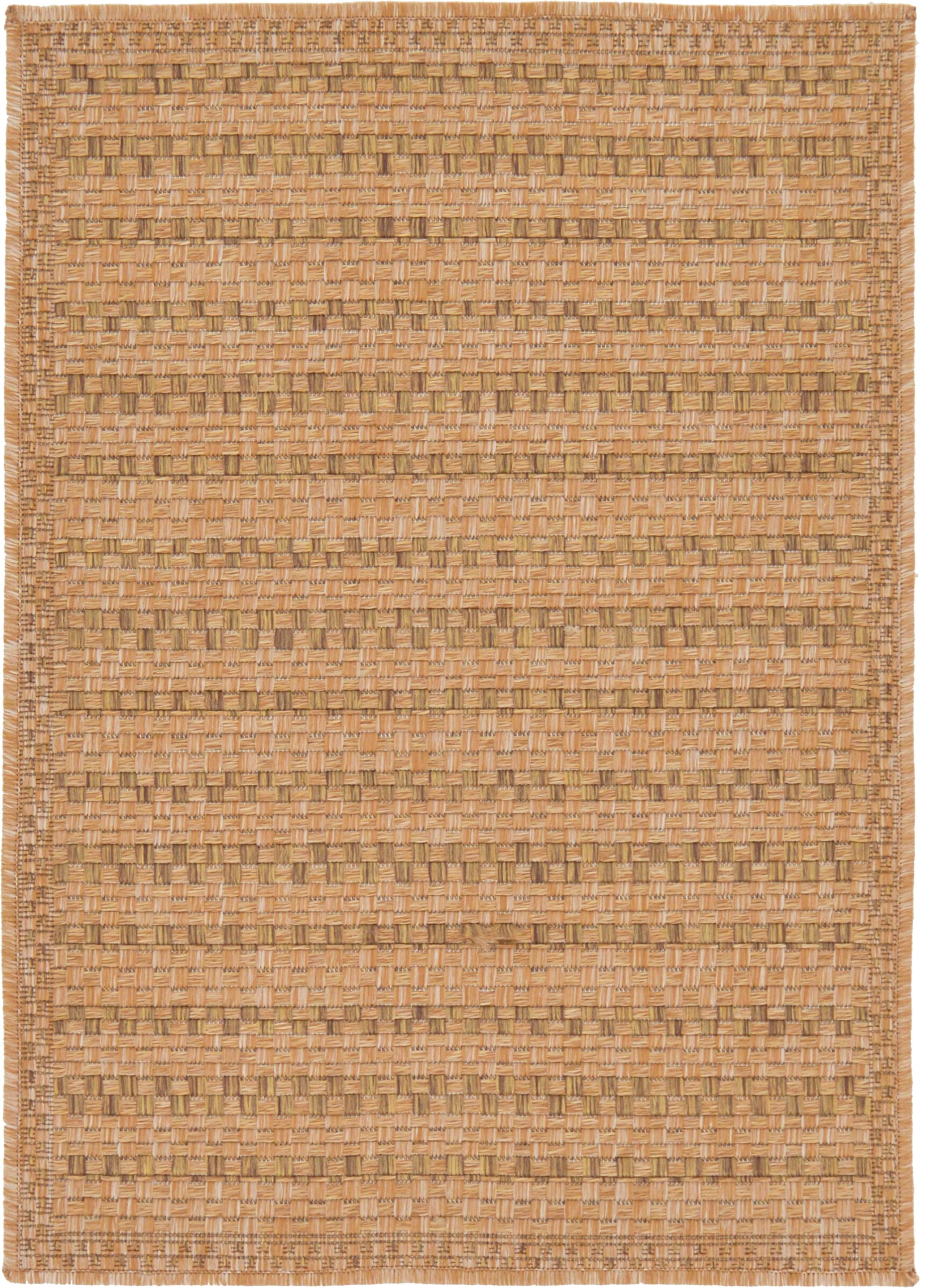 Unique Loom 3127189 Checkered Outdoor 2 x 3 (ft) Loomed Polypropylene Light Brown/Olive Rectangular Indoor/Outdoor Stripe Area rug