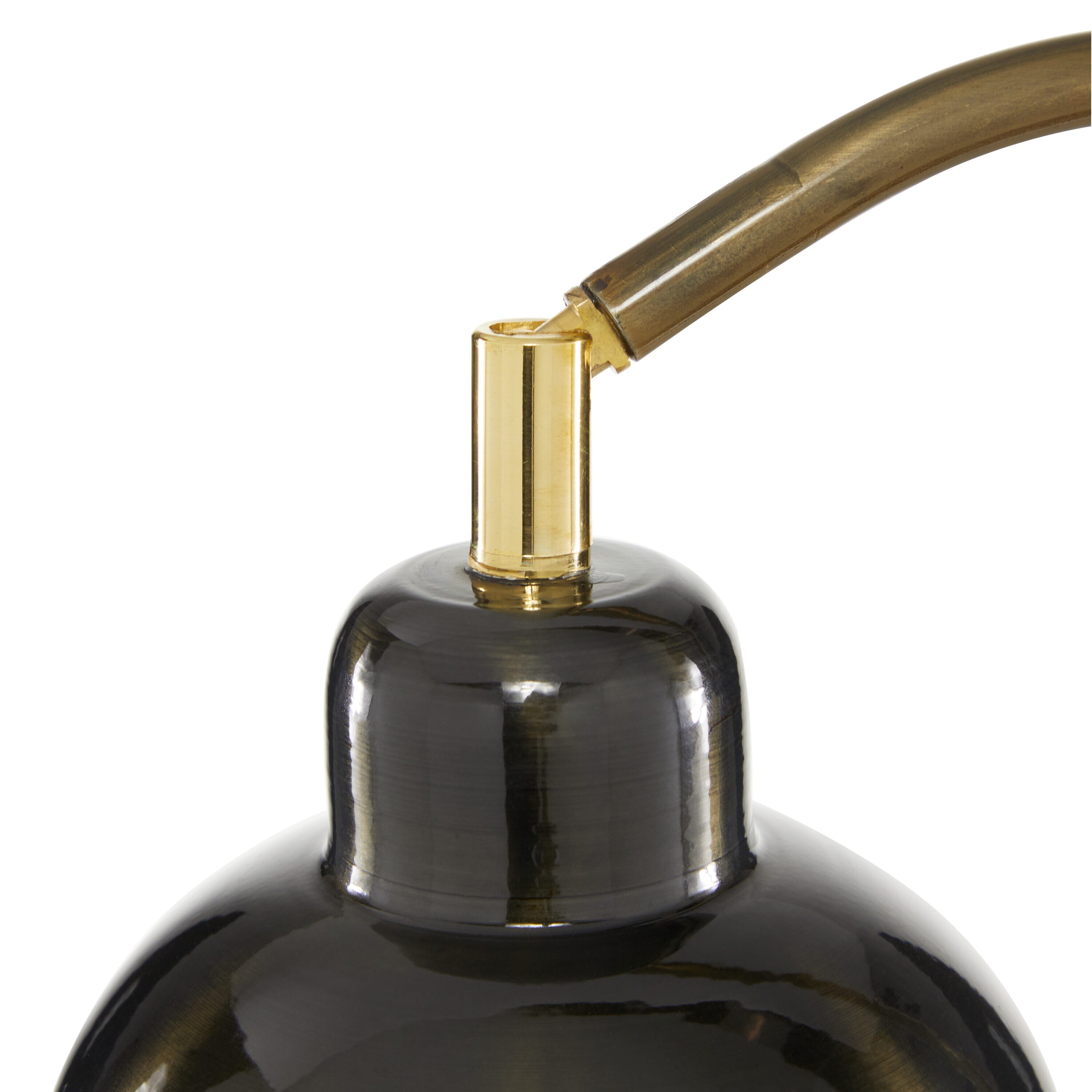 22" Black Metal Desk Lamp with Brass Accent