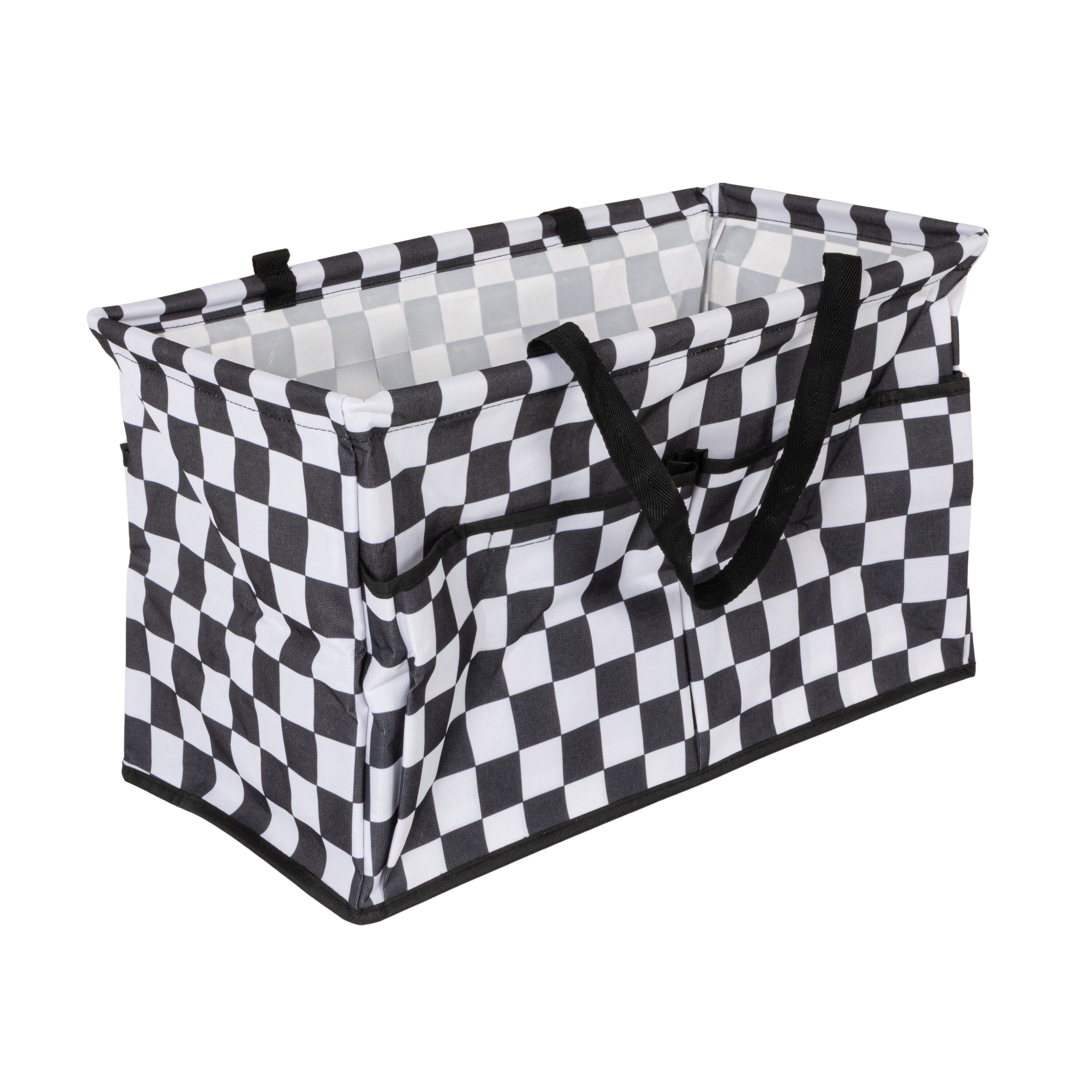 Household Essentials Checkerboard AllPurpose Utility Tote with Pockets