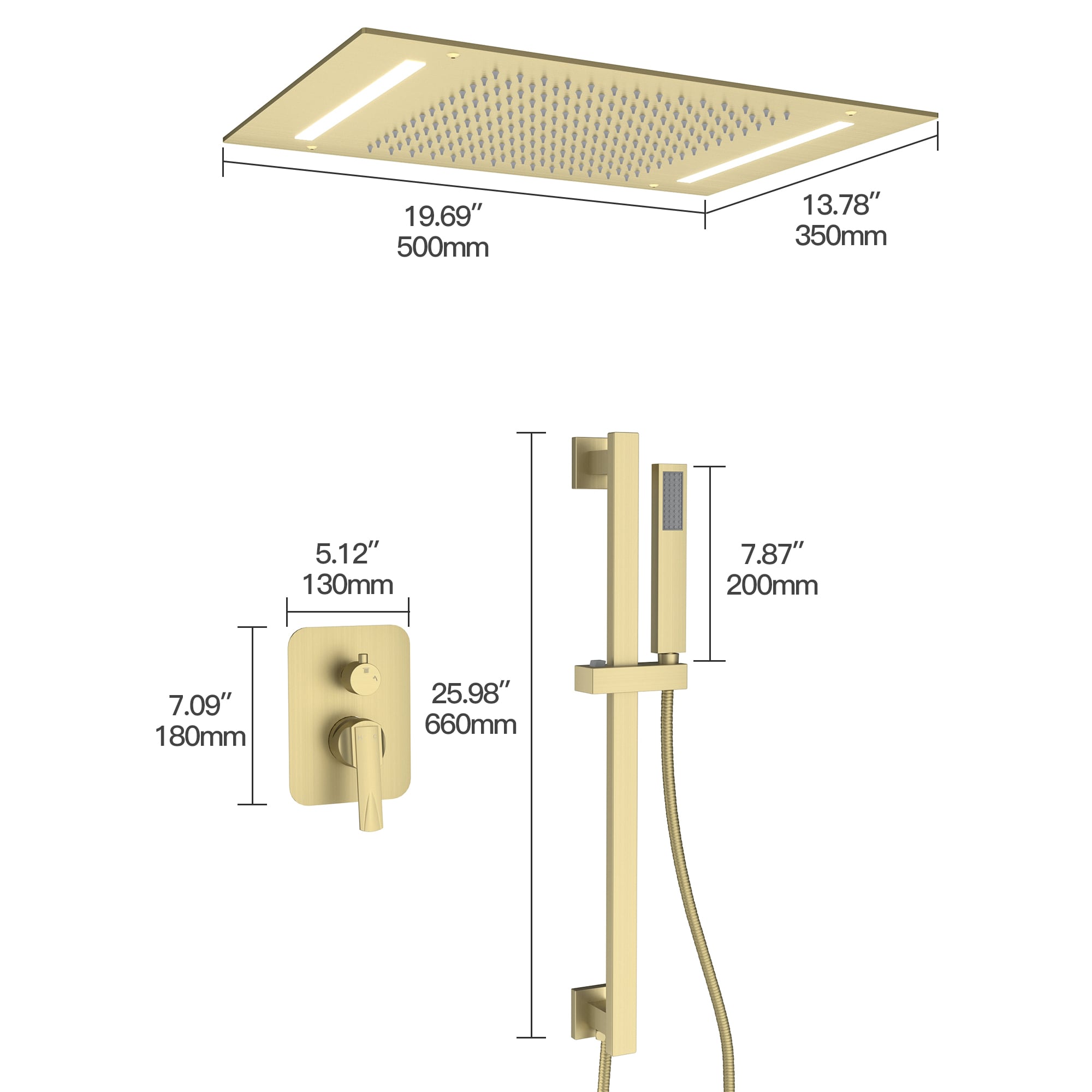 CASAINC CA-A4371-BG Showerhead-Bar-Panels - View #9