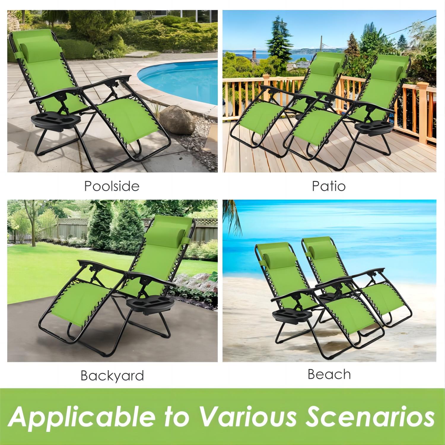 Forclover 2-Piece Outdoor Folding Lounge Chair Set of 2 Stackable Black  Steel Frame Stationary Recliner Chair with Green Mesh Seat in the Patio  Chairs department at