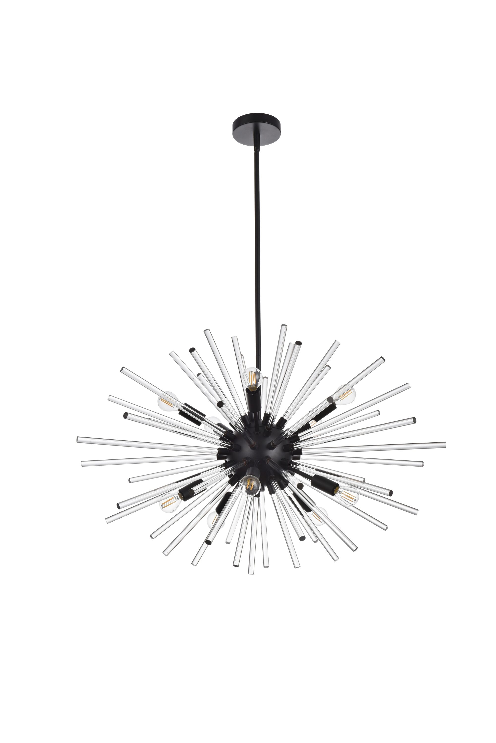 Sienna 42-Inch Black Crystal Rod Pendant Light