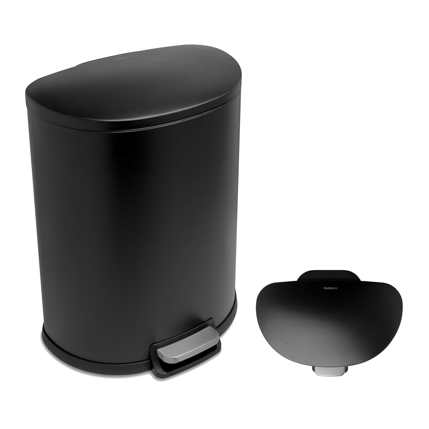 Qualiazero AMZ10065 13.2 Gallon Black Steel Indoor Kitchen Step Trash Can