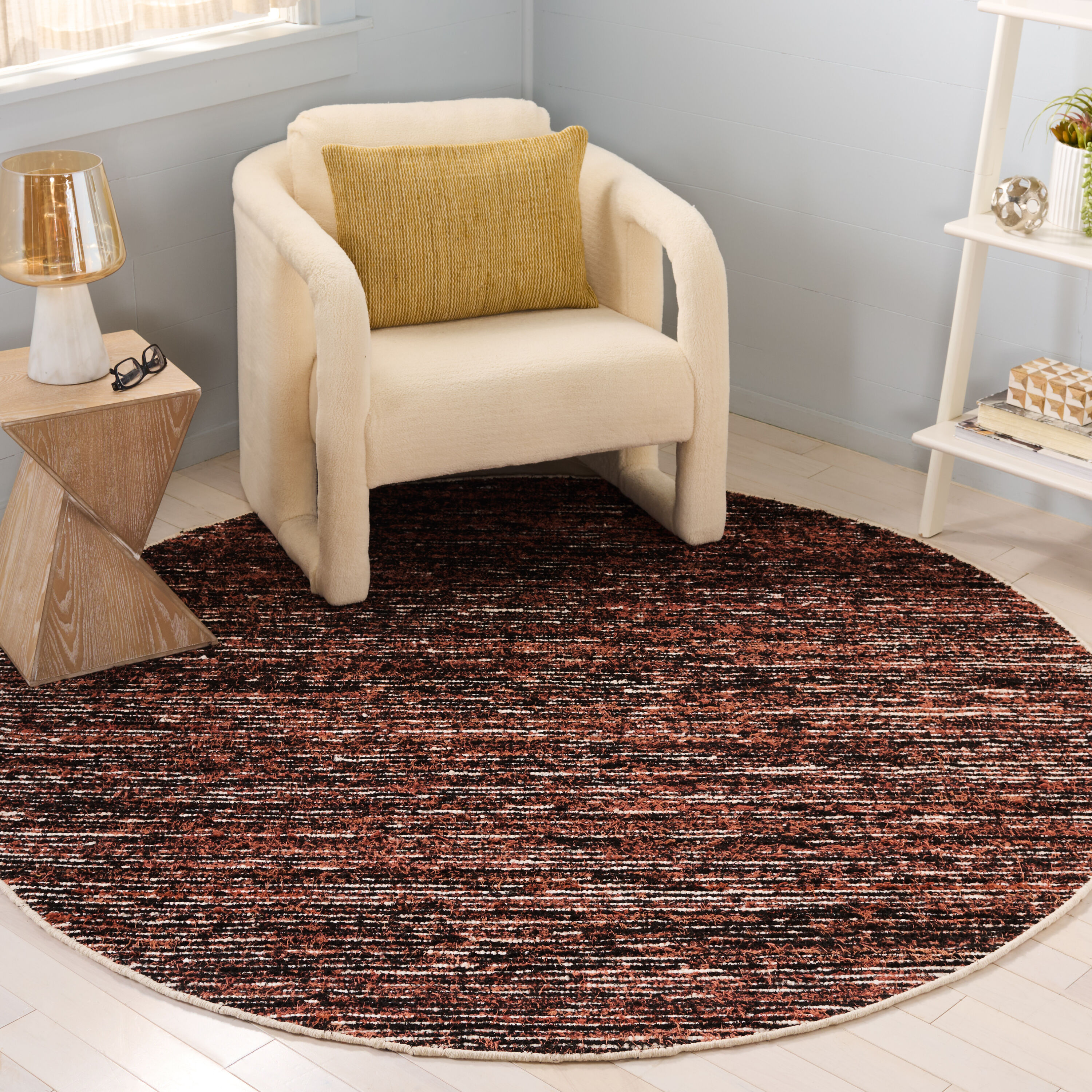  Cape Cod 154 Orange/Black Contemporary 6ft x 6ft Round Rug