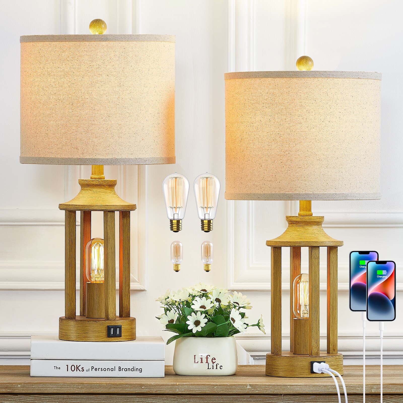 UrFurnishings mental table lamp 23.6-in Gold LED Touch Table